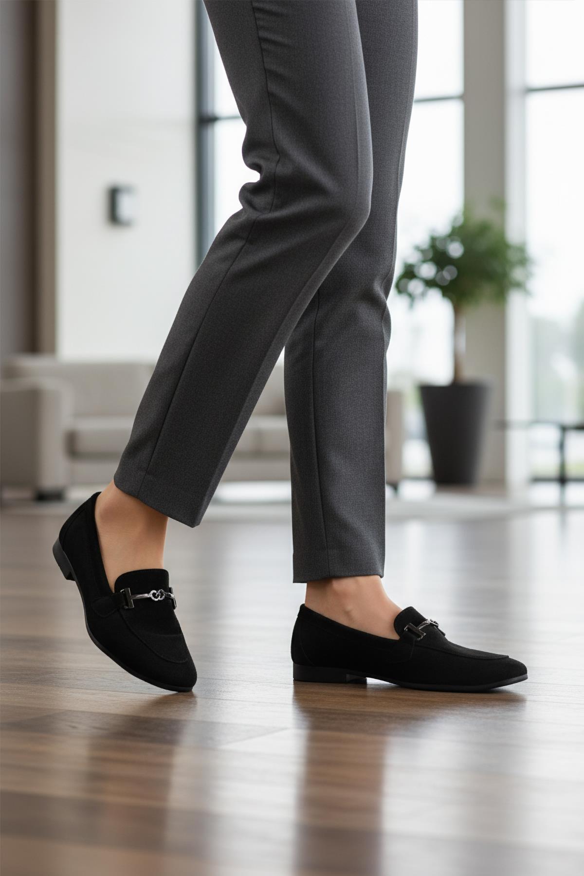Siyah Süet Kadın Günlük Ayakkabı 572433 Z - Görsel 2