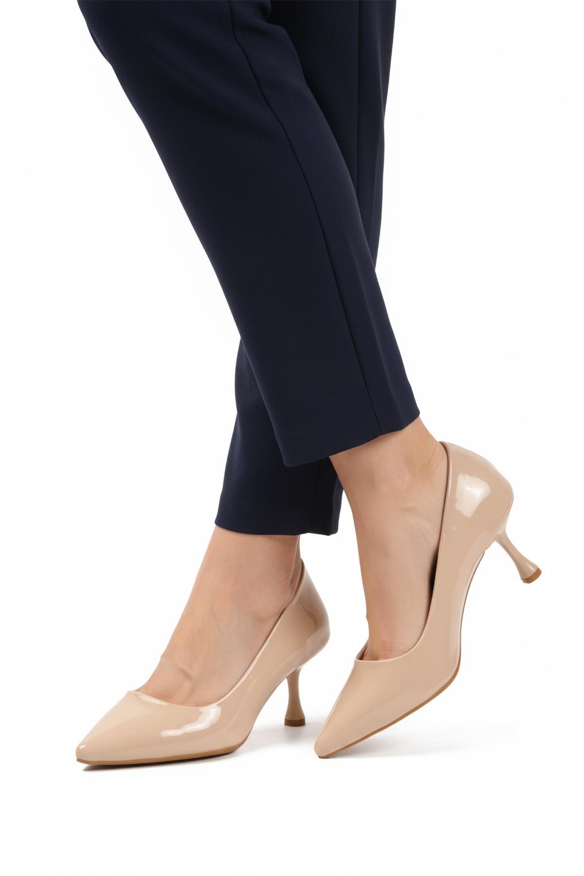 695033 Z Bej Rugan Kadın Topuklu Ayakkabı - Görsel 4