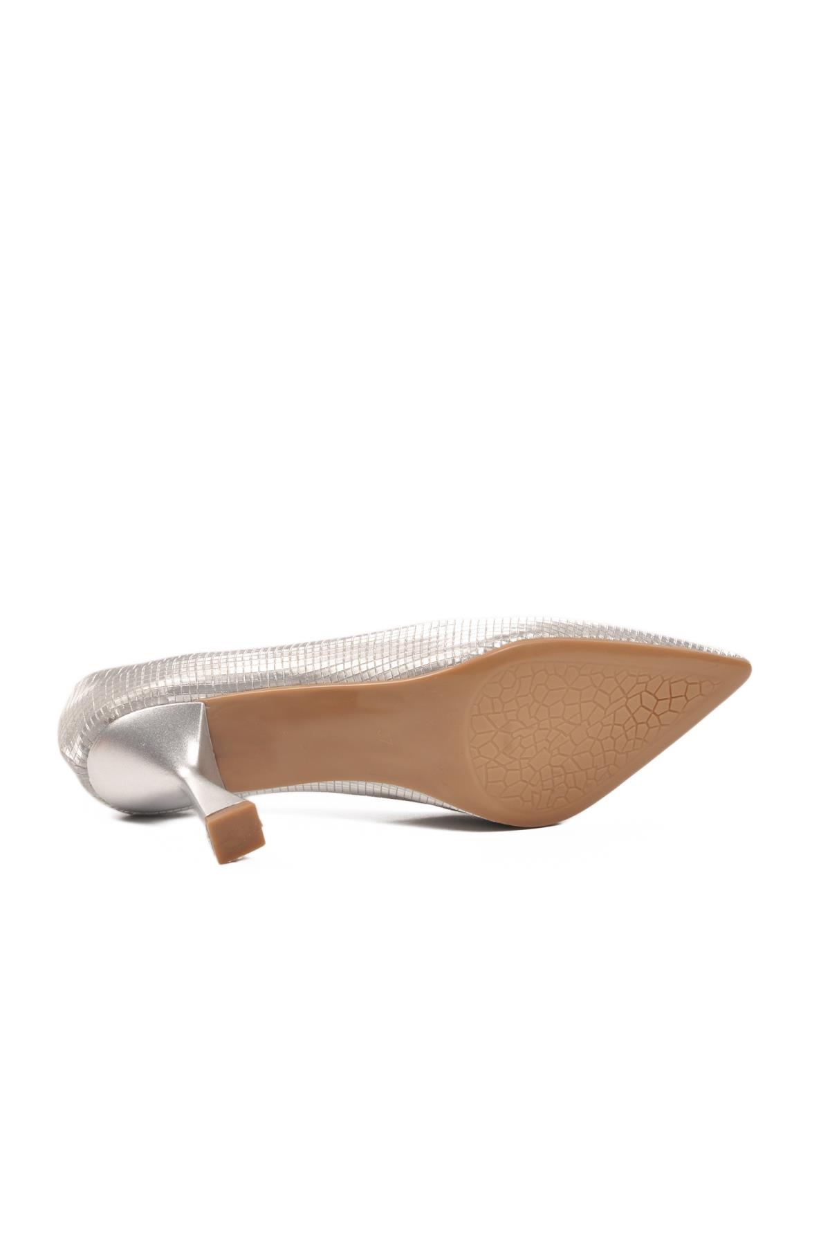 665140 Z Gümüş Kadın Topuklu Ayakkabı - Görsel 6