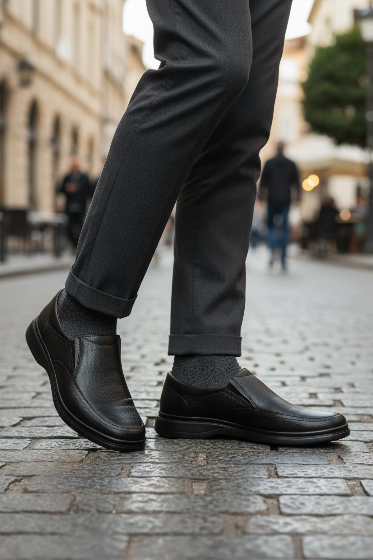 DSN 2035 M Siyah Kırışık Hakiki Deri Erkek Günlük Ayakkabı - Görsel 2