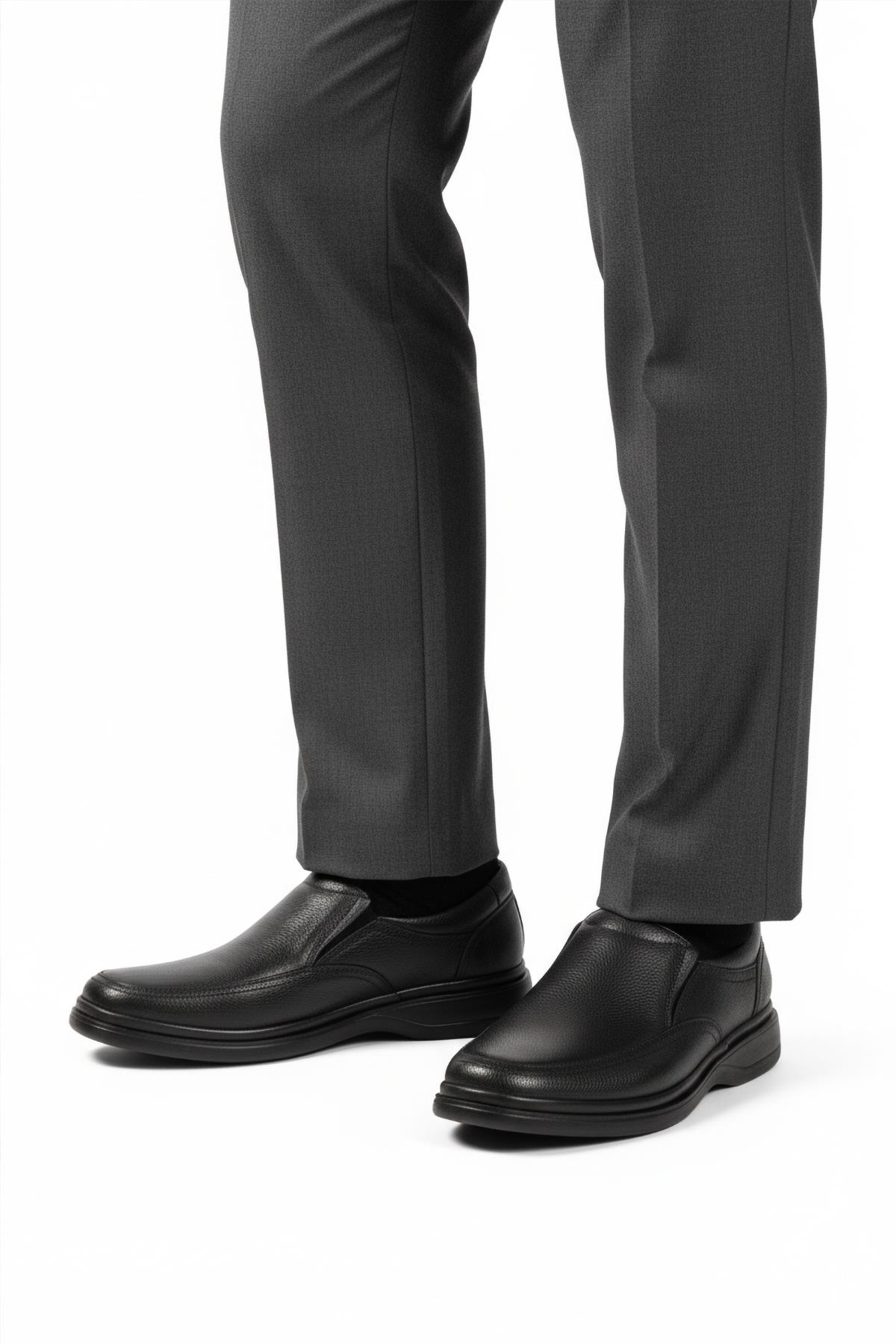 DSN 2035 M Siyah Kırışık Hakiki Deri Erkek Günlük Ayakkabı - Görsel 4