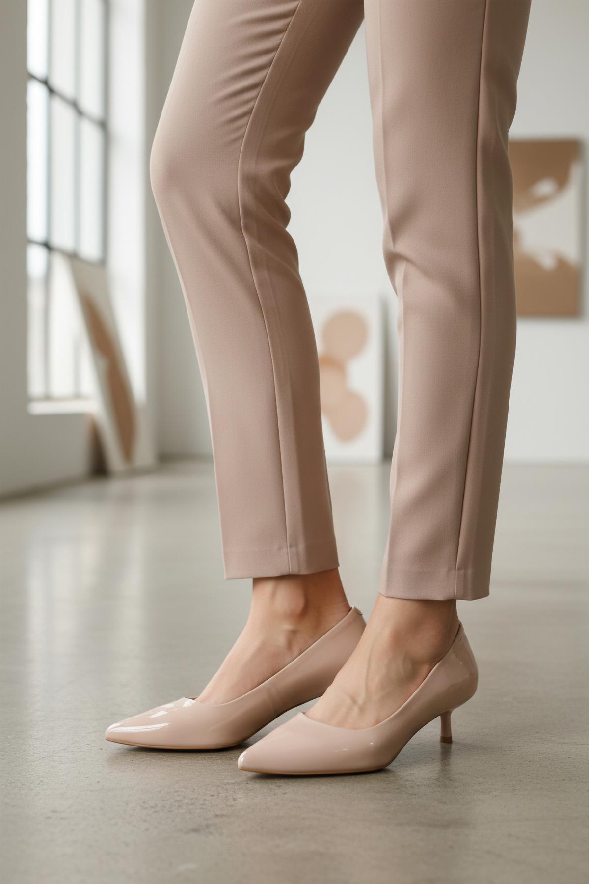 458343 Z Bej Rugan Kadın Topuklu Ayakkabı - Görsel 2