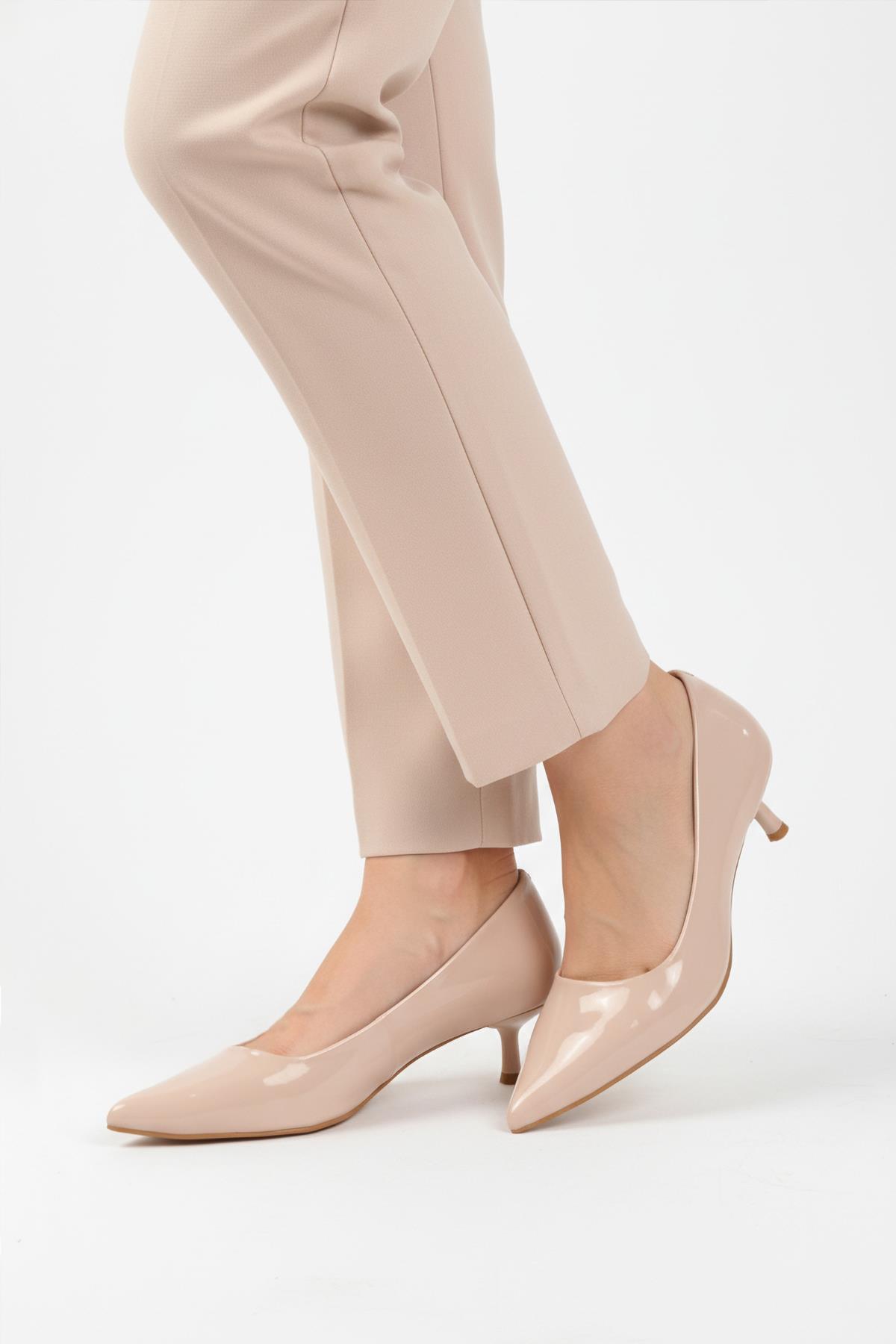 458343 Z Bej Rugan Kadın Topuklu Ayakkabı - Görsel 4