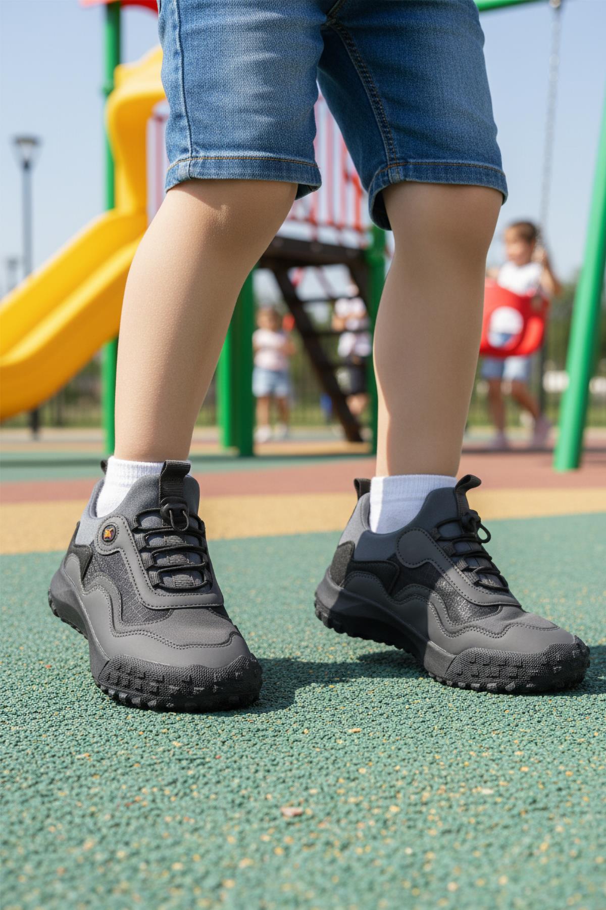 Füme Lastik Bağcıklı Çocuk Outdoor Ayakkabı G63 Kids F - Görsel 2