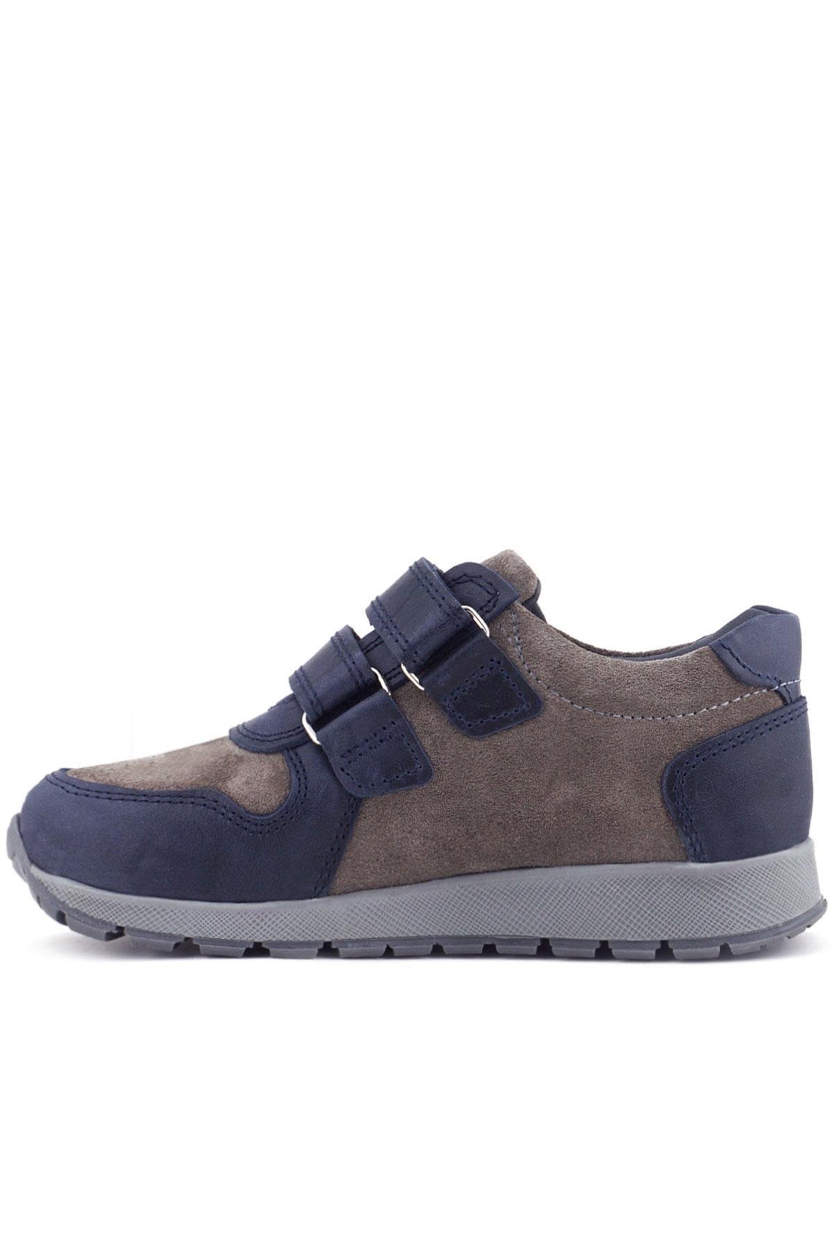 Hakiki Deri Lacivert Gri Cırtlı Çocuk Spor Ayakkabı - Görsel 5