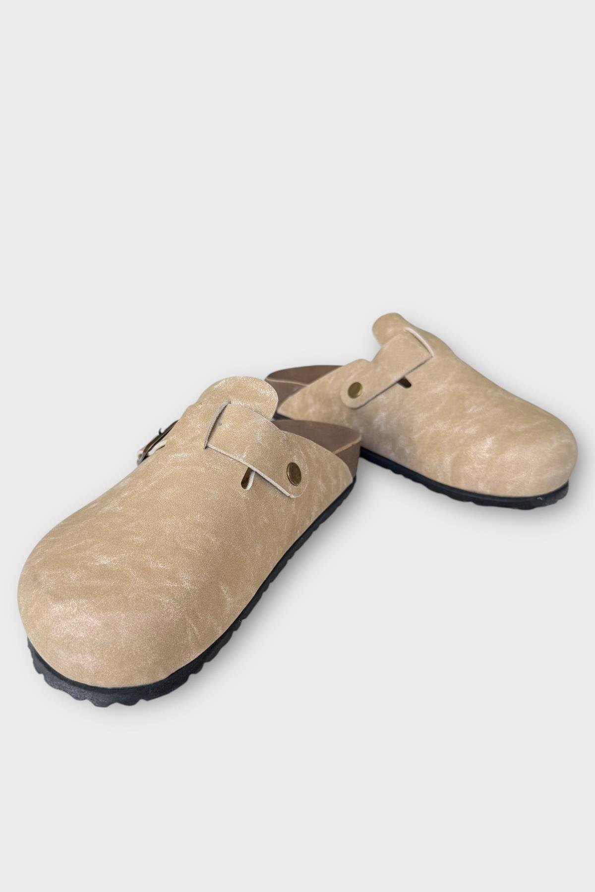 Mantar Taban Boston Birkens Model Günlük Sabo Unisex Ev Terliği BEJ - Görsel 4