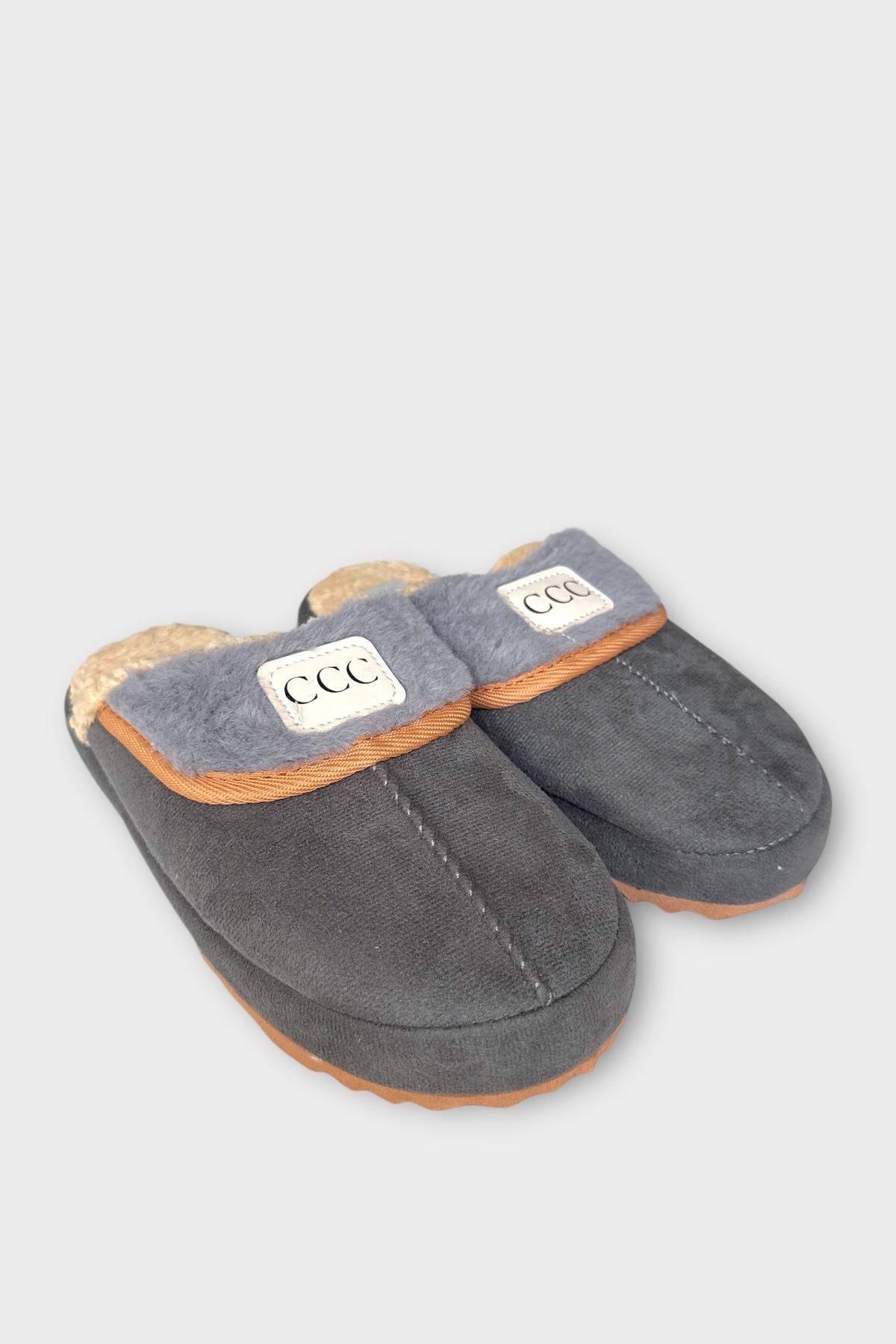 İçi Peluş Ses Yapmaz Eva Taban Kadın EvTerliği FÜME - Görsel 4