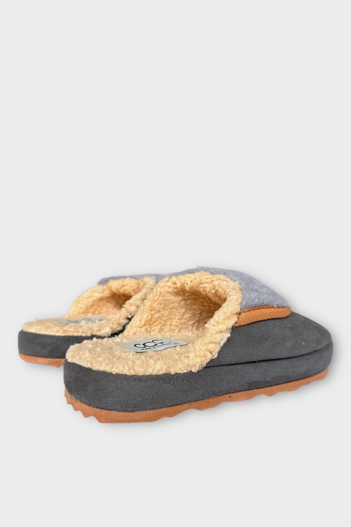 İçi Peluş Ses Yapmaz Eva Taban Kadın EvTerliği FÜME - Görsel 5