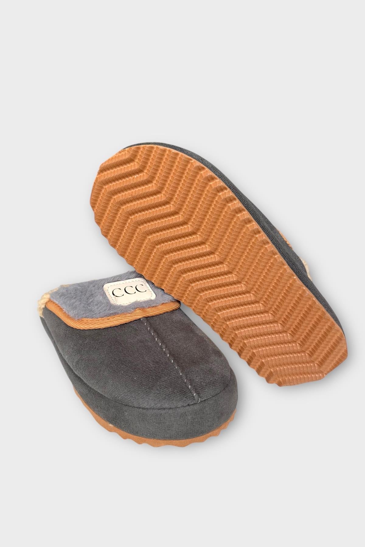 İçi Peluş Ses Yapmaz Eva Taban Kadın EvTerliği FÜME - Görsel 6