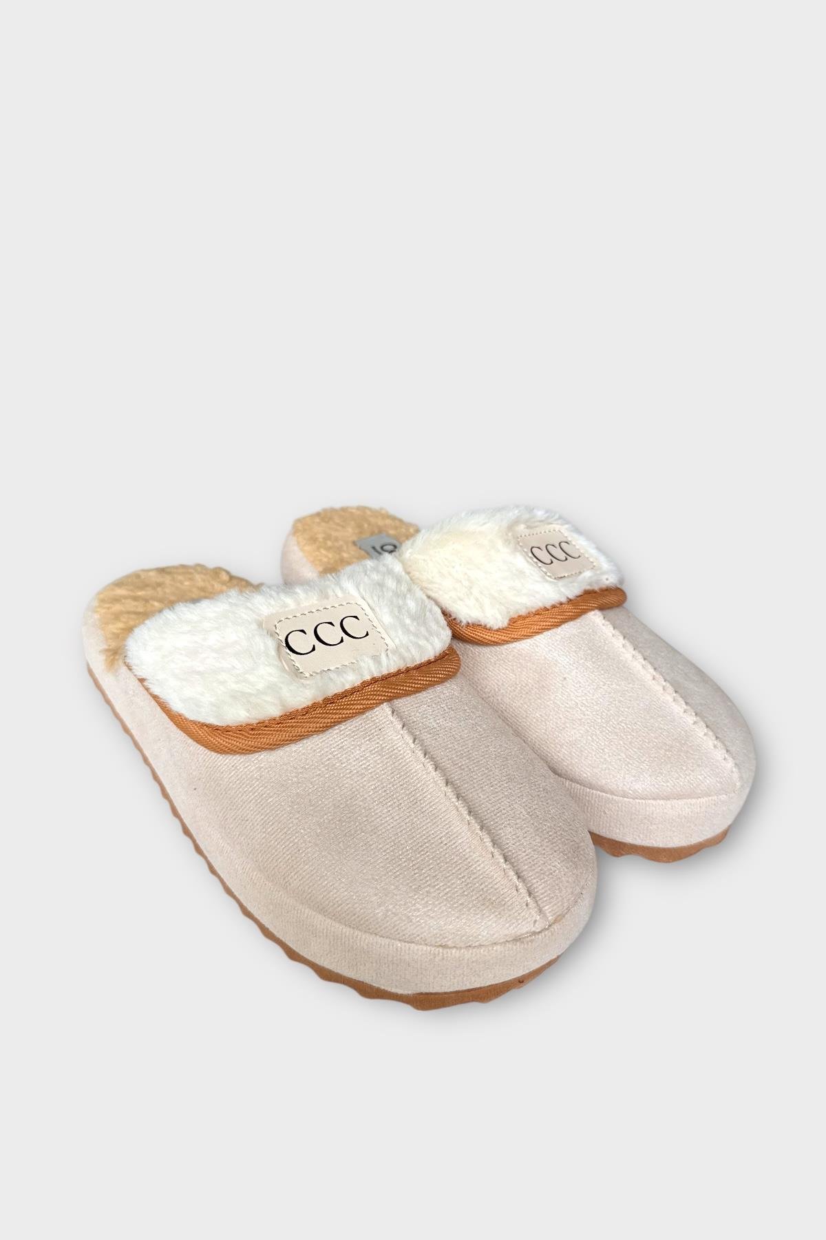 İçi Peluş Ses Yapmaz Eva Taban Kadın EvTerliği BEJ - Görsel 4