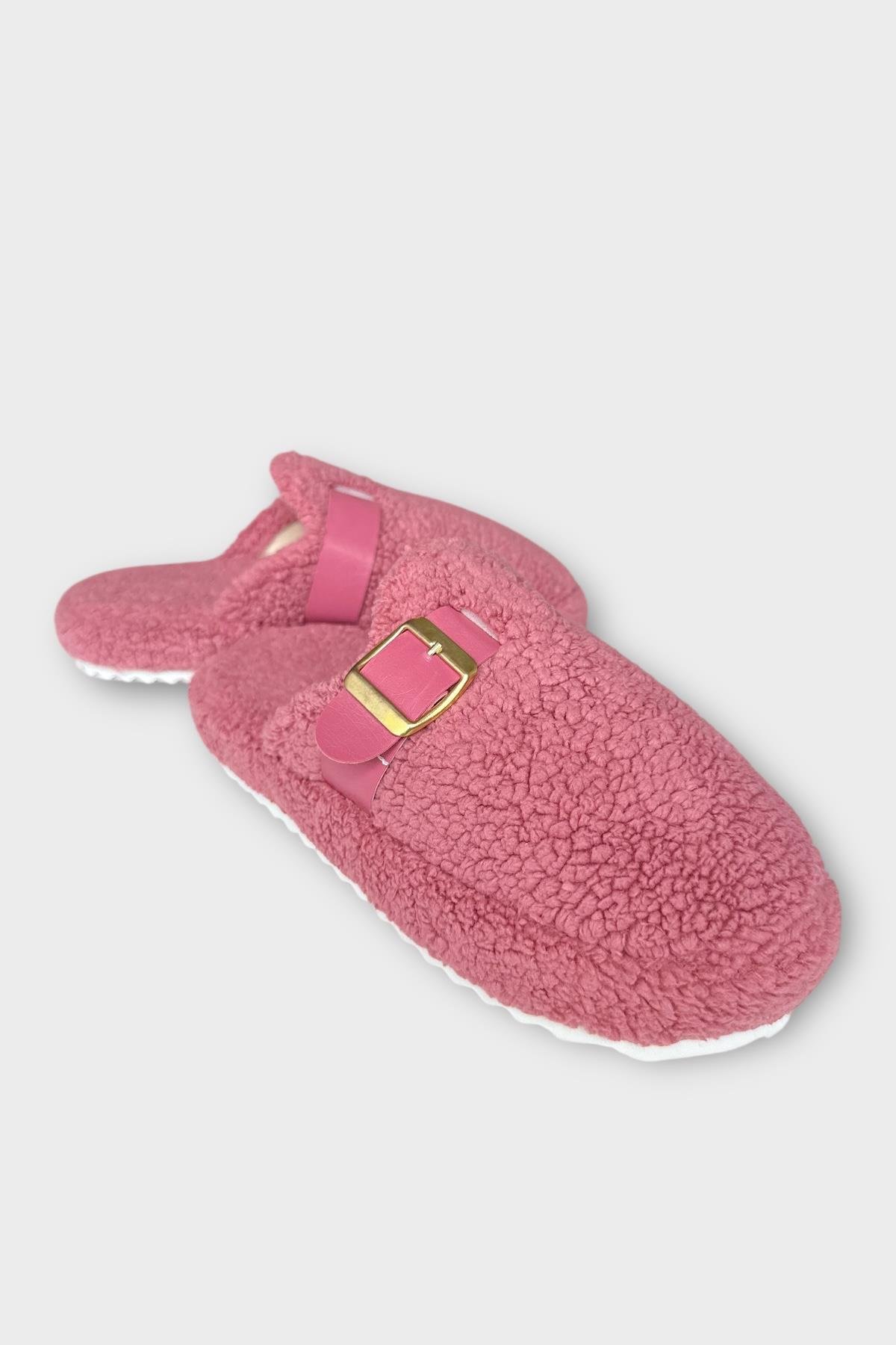 Pofuduk Ses Yapmaz Eva Taban Tokalı Kadın Ev Terliği GÜL KURUSU - Görsel 7