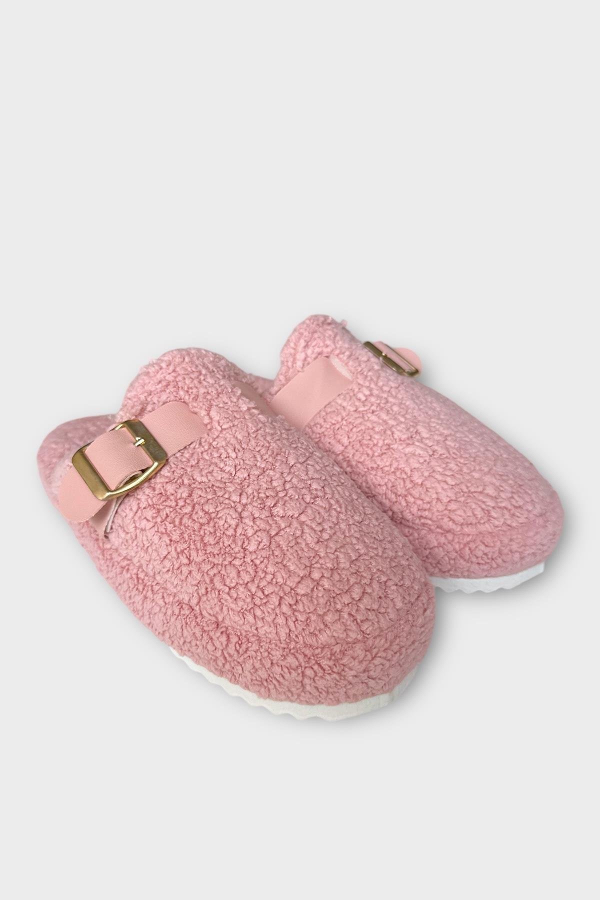 Pofuduk Ses Yapmaz Eva Taban Tokalı Kadın Ev Terliği PUDRA - Görsel 7