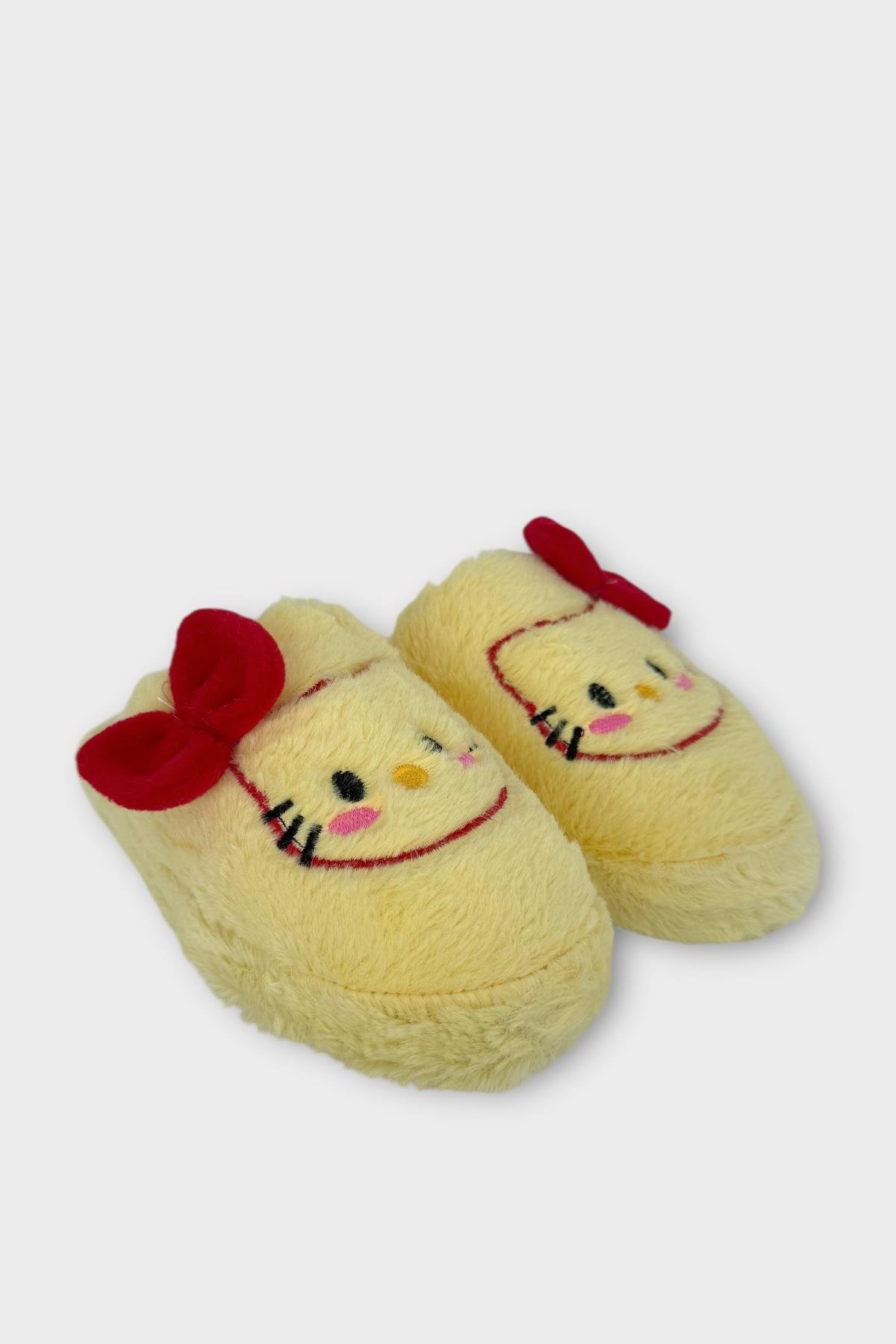 HelloKitty Figürlü Sıcak Tutan Kışlık Kadın Ev Terliği SARI - KIRMIZI - Görsel 4