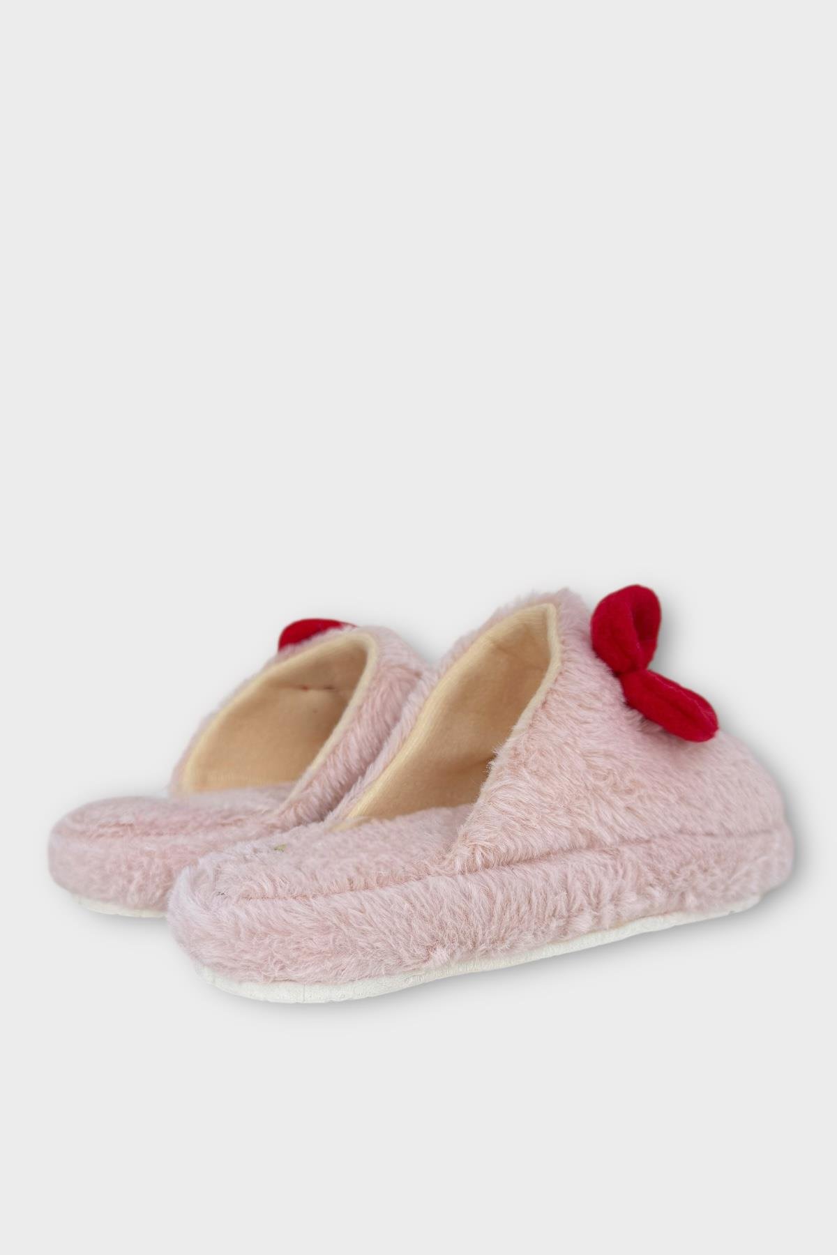 HelloKitty Figürlü Sıcak Tutan Kışlık Kadın Ev Terliği PUDRA-KIRMIZI - Görsel 9