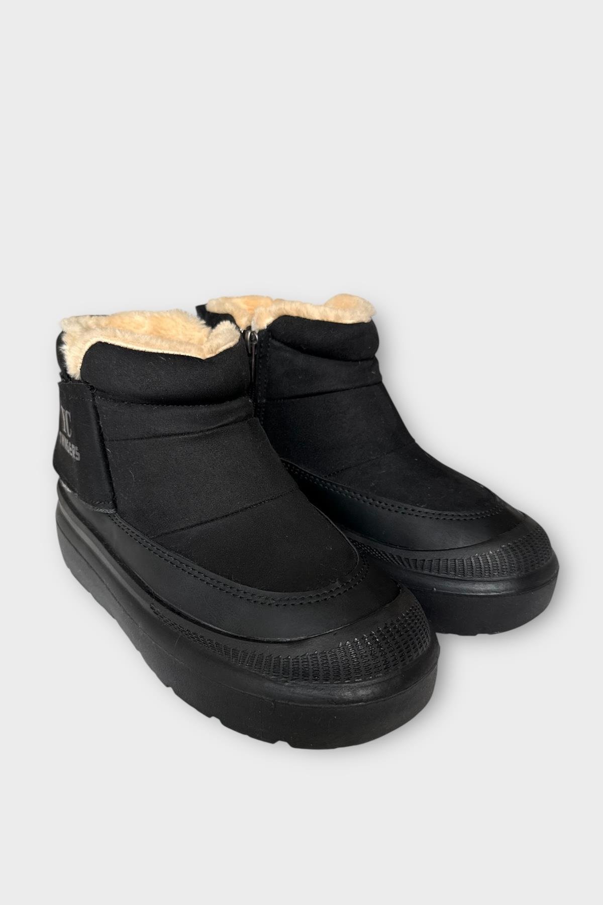 Nubuk İçi Kürklü Kalın Taban Kadın Bot SİYAH - Görsel 4