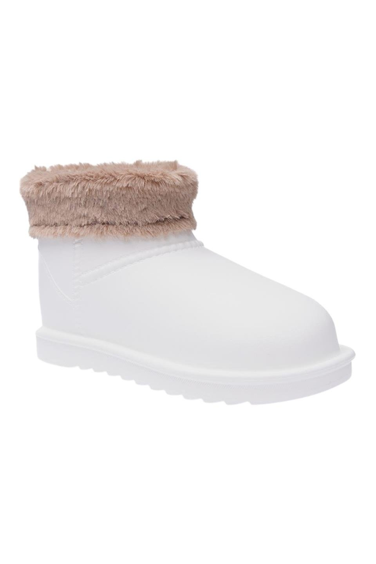 Liger Liger Yuvarlak Burun Kadın Kürklü Kısa Yağmur Botu BEYAZ | Flo Beyaz - 3. görsel