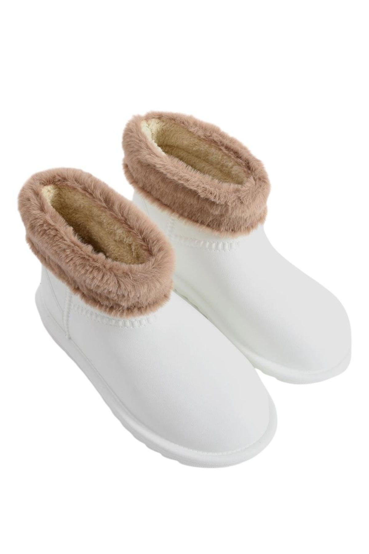 Liger Liger Yuvarlak Burun Kadın Kürklü Kısa Yağmur Botu BEYAZ | Flo Beyaz - 6. görsel