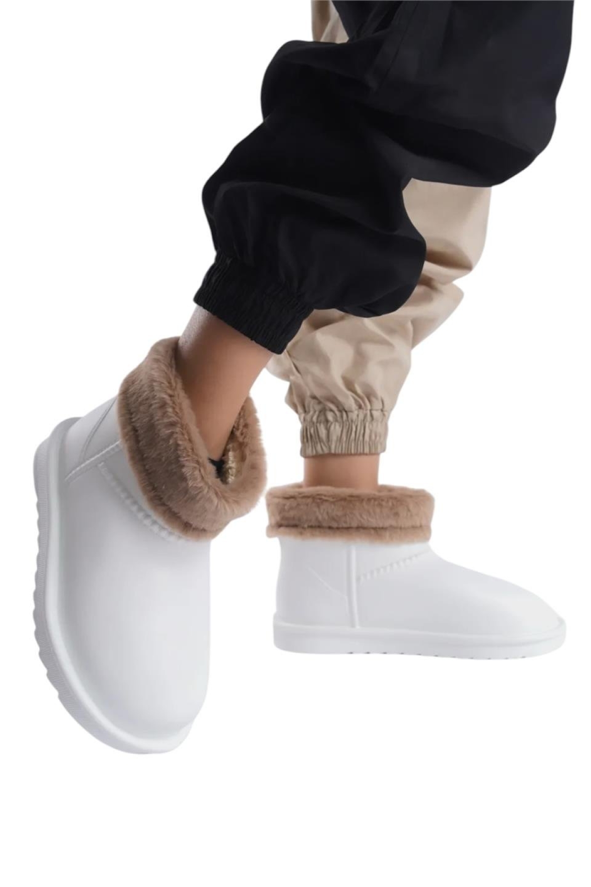 Liger Liger Yuvarlak Burun Kadın Kürklü Kısa Yağmur Botu BEYAZ | Flo Beyaz - 8. görsel