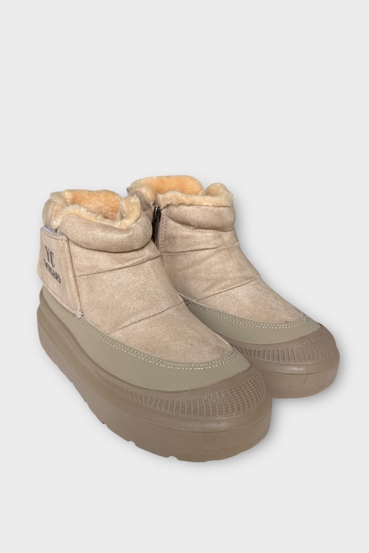 Nubuk İçi Kürklü Kalın Taban Kadın Bot BEJ - Görsel 4