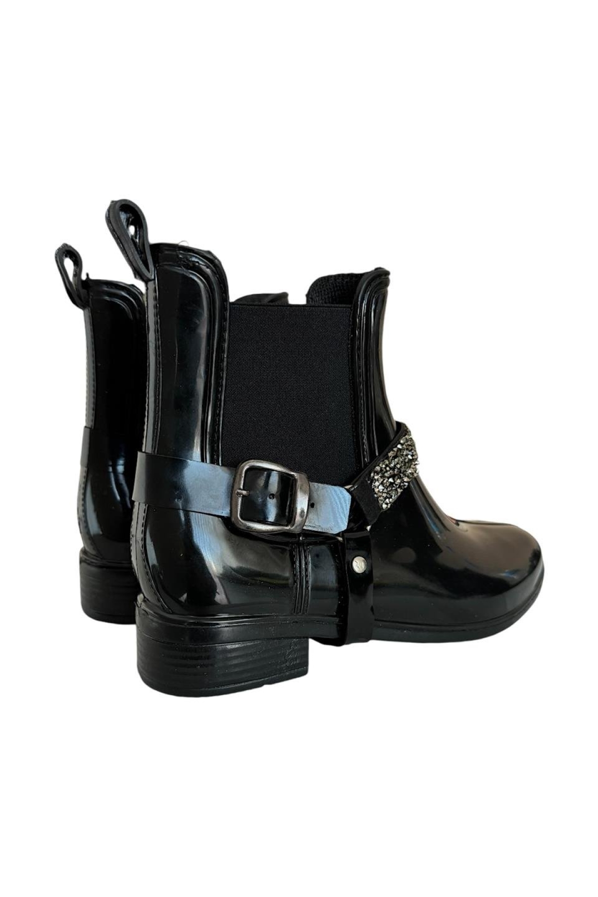 Liger Kemerli Tokalı Kadın Yağmur Botu GRİ - SİYAH - Görsel 5