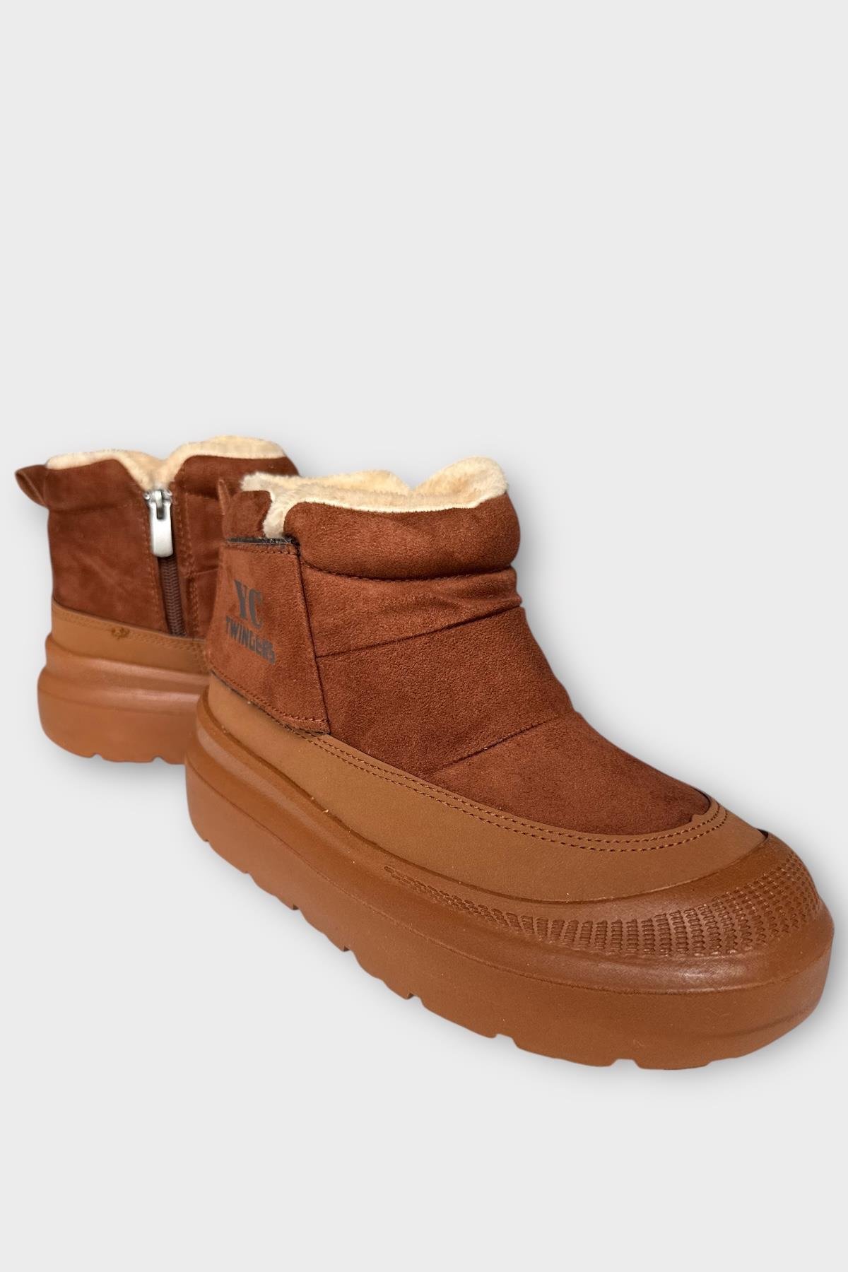 Nubuk İçi Kürklü Kalın Taban Kadın Bot TABA - Görsel 3