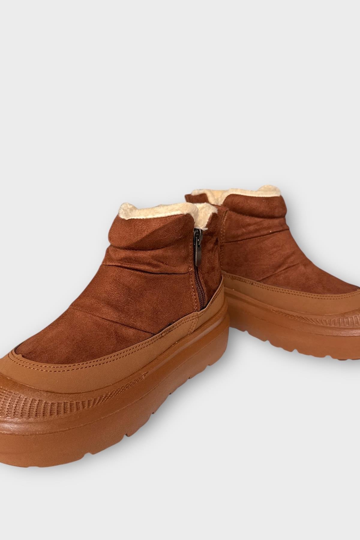 Nubuk İçi Kürklü Kalın Taban Kadın Bot TABA - Görsel 5