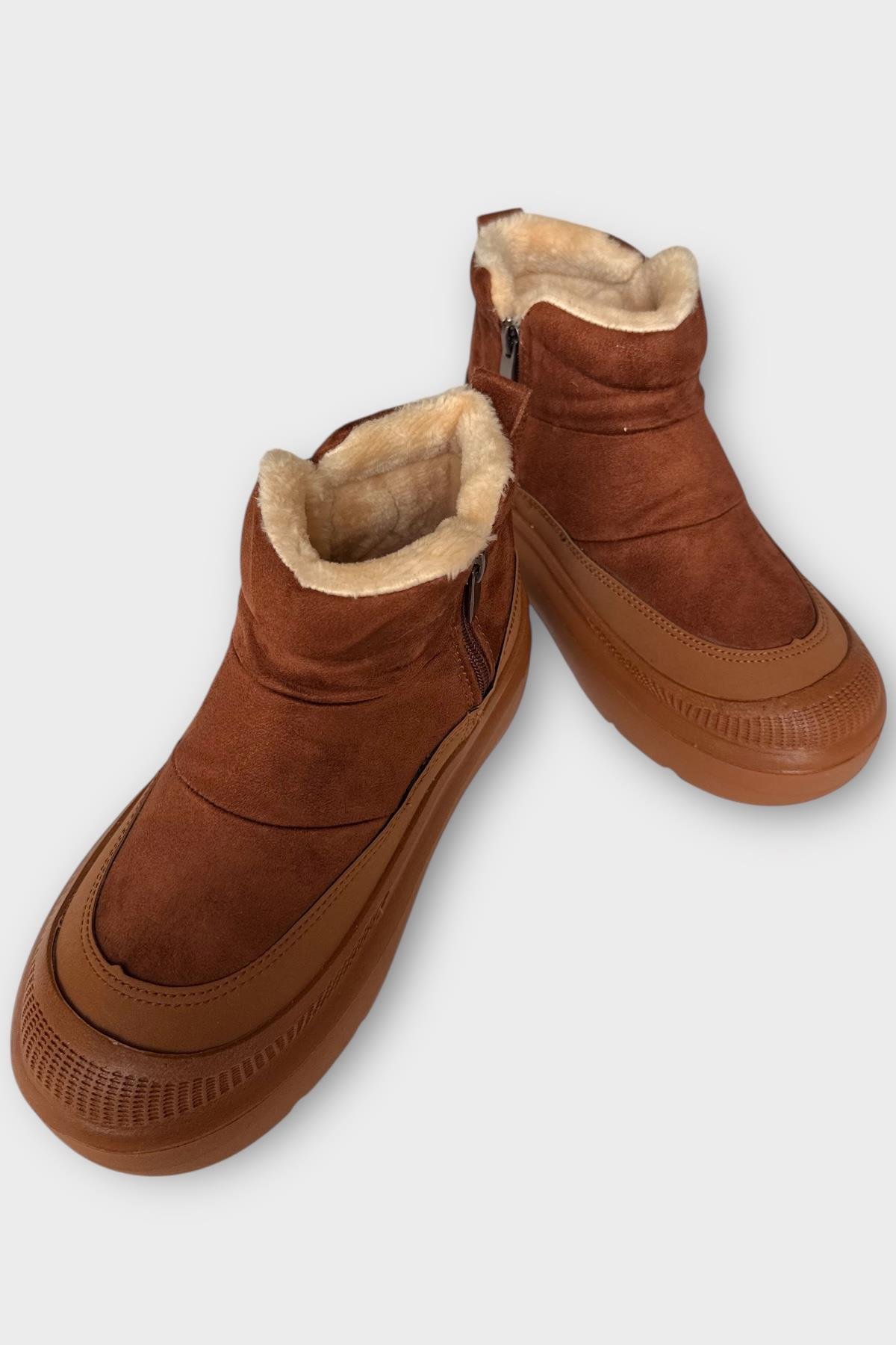 Nubuk İçi Kürklü Kalın Taban Kadın Bot TABA - Görsel 6