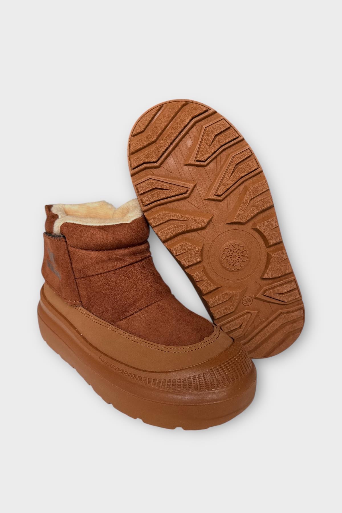 Nubuk İçi Kürklü Kalın Taban Kadın Bot TABA - Görsel 8