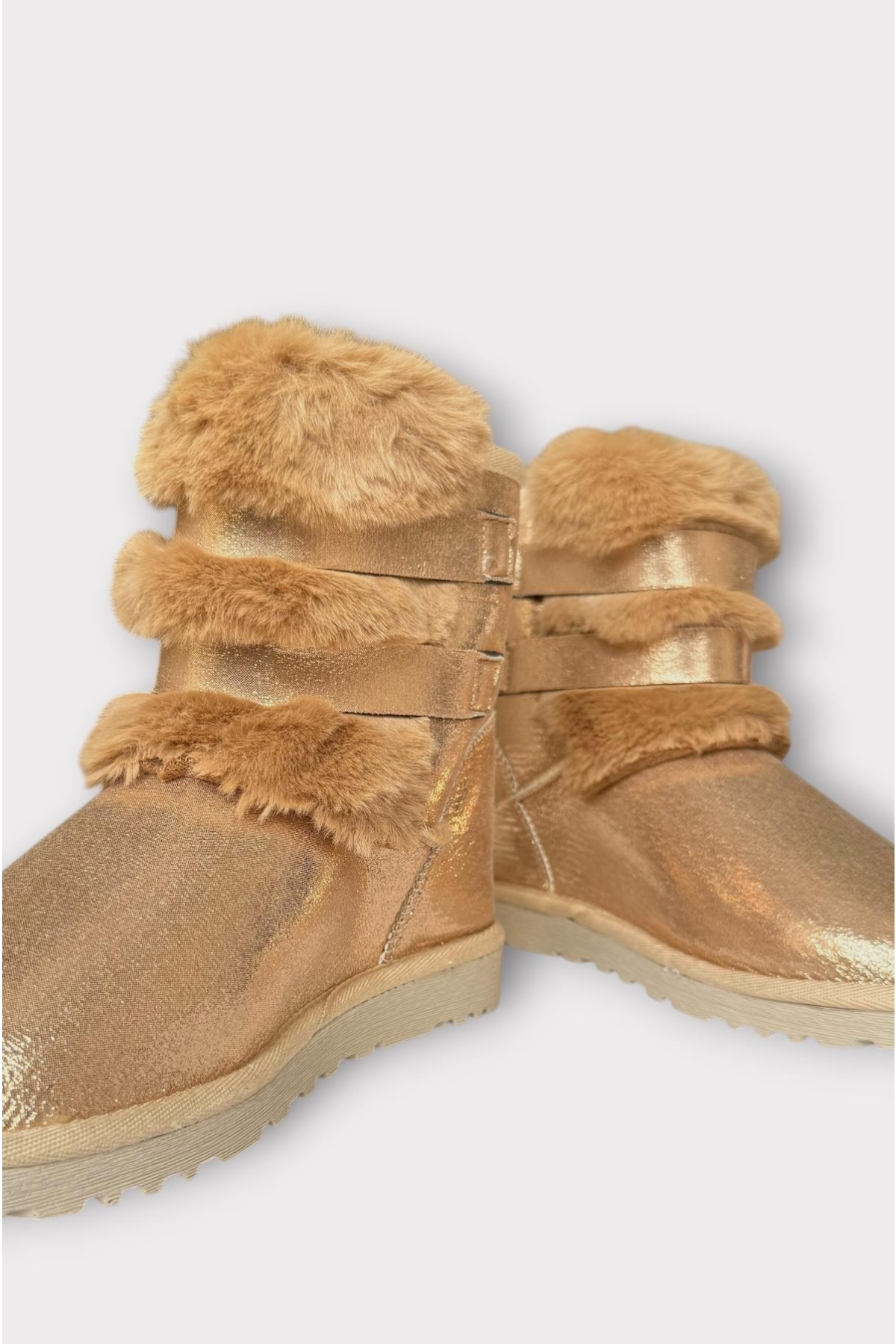 İçi Kürklü Çift Kemerli Kadın Bot BRONZ - Görsel 6