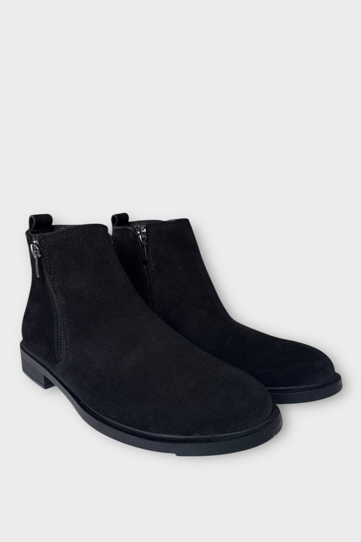 Erkek Hakiki Deri Çift Fermuar Detay Bot SİYAH - Görsel 4