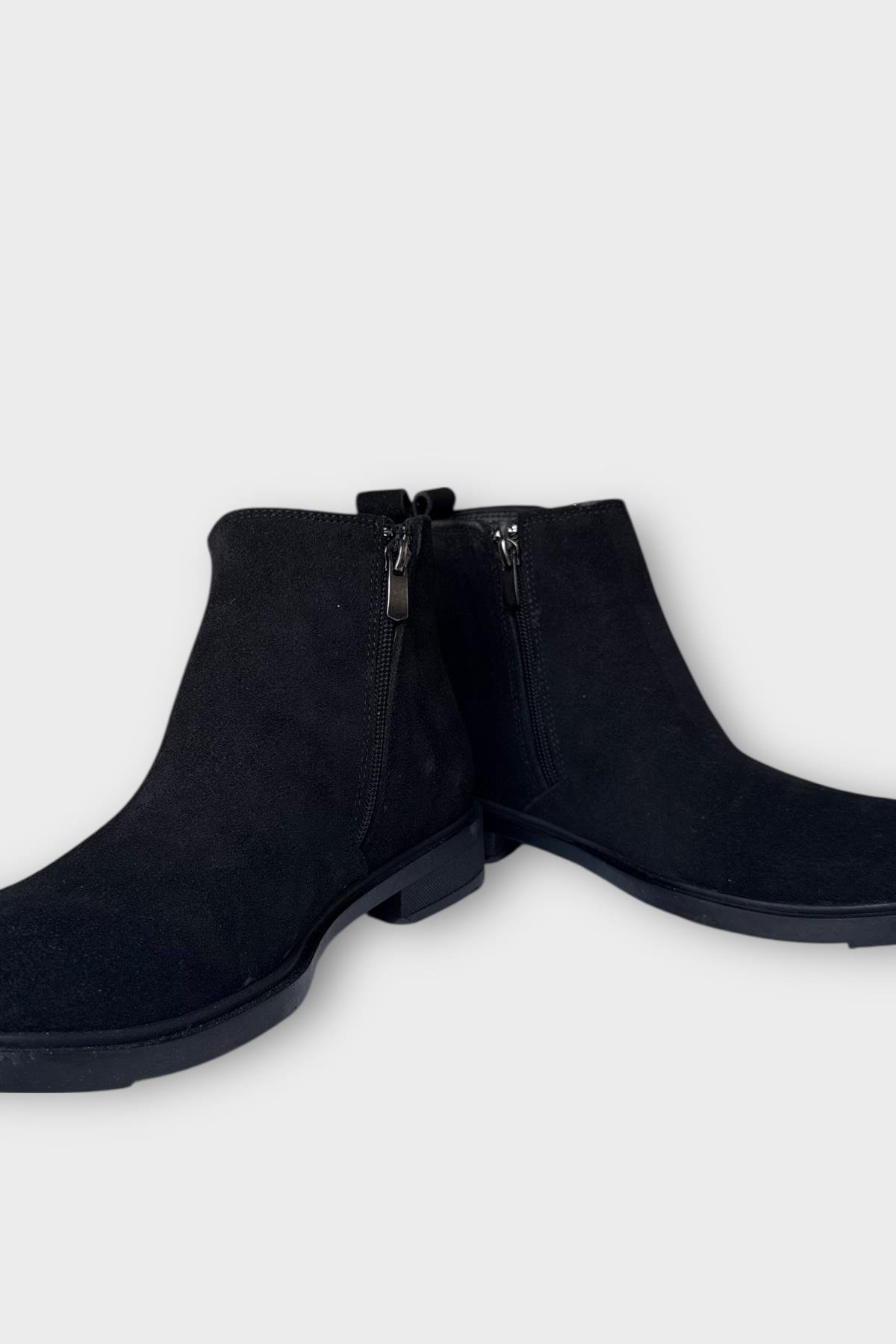 Erkek Hakiki Deri Çift Fermuar Detay Bot SİYAH - Görsel 5