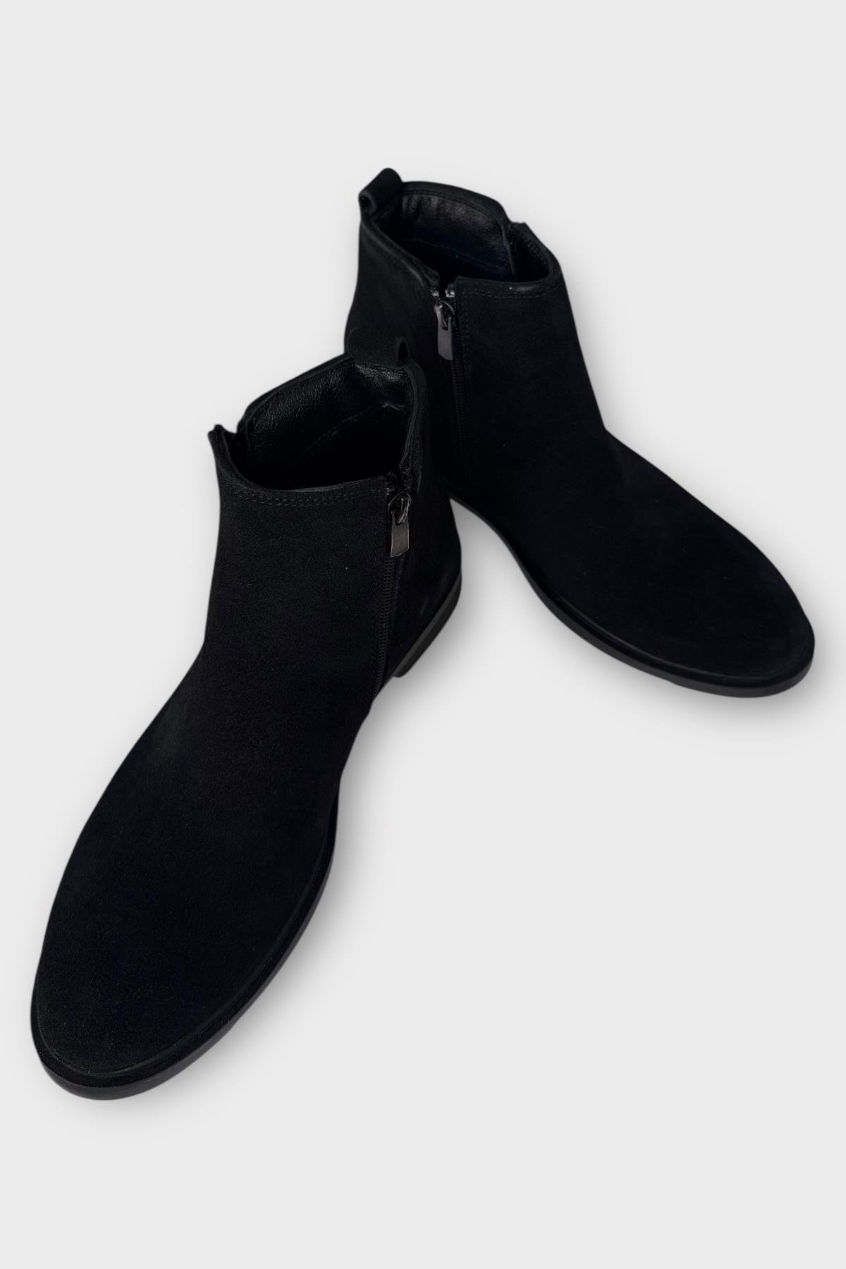 Erkek Hakiki Deri Çift Fermuar Detay Bot SİYAH - Görsel 6