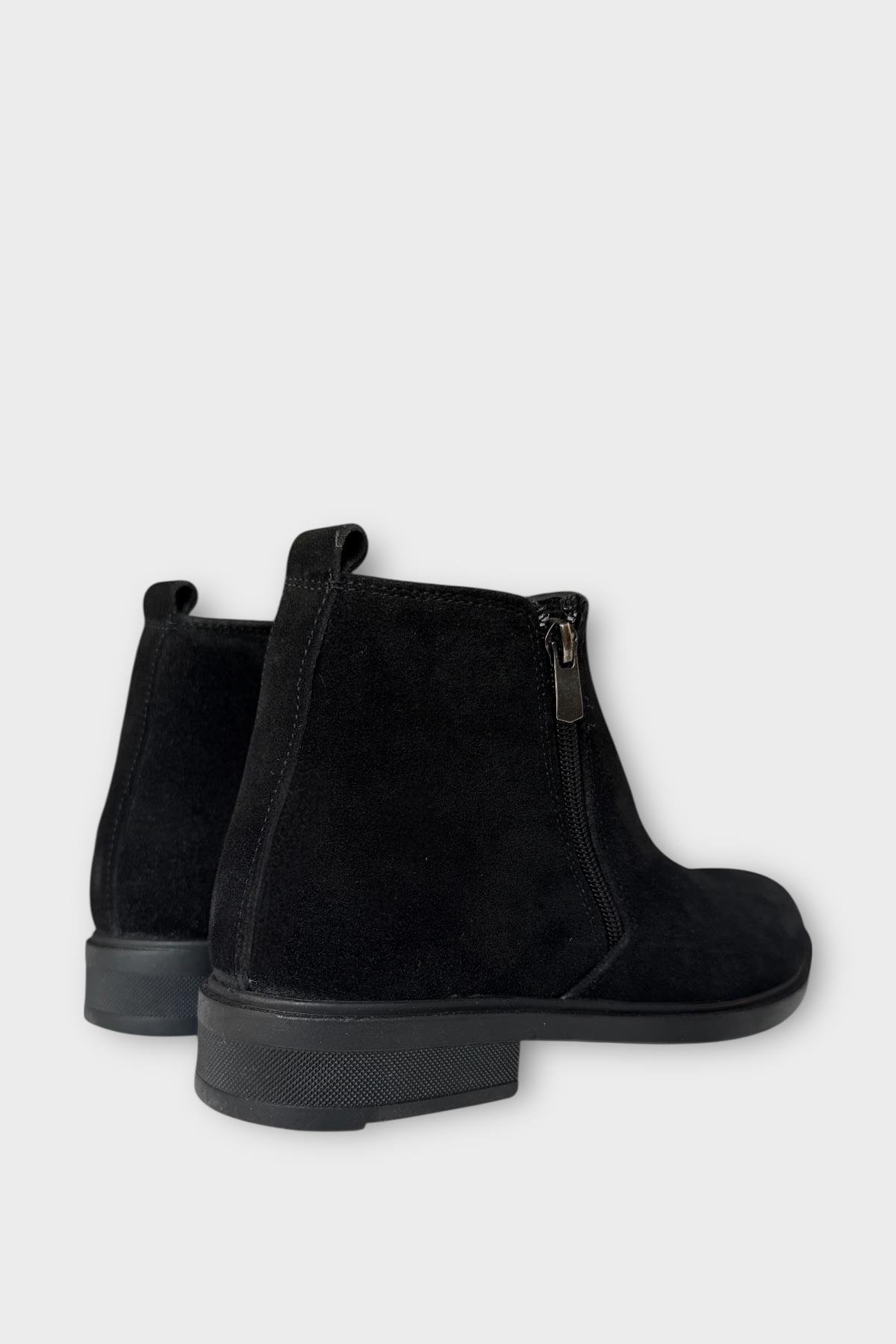 Erkek Hakiki Deri Çift Fermuar Detay Bot SİYAH - Görsel 7