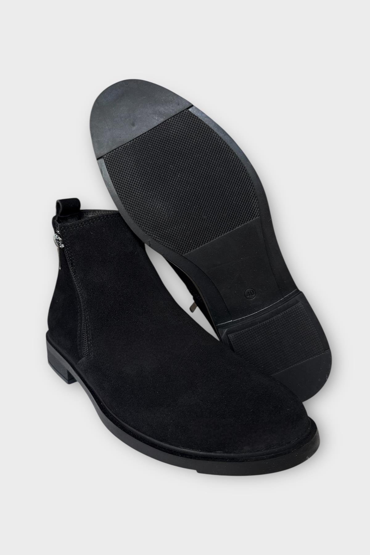 Erkek Hakiki Deri Çift Fermuar Detay Bot SİYAH - Görsel 8