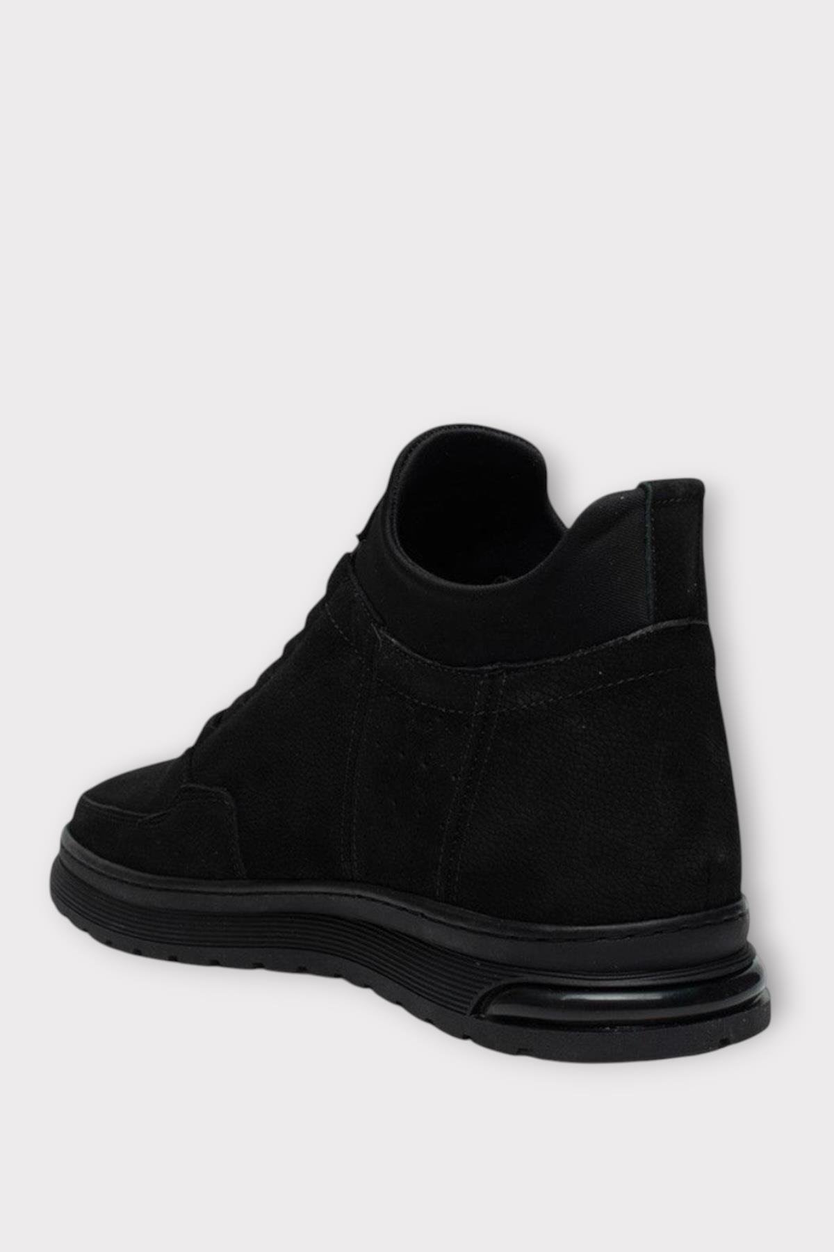 Erkek Nubuk Hakiki Deri Bağcıklı Kaydırmaz Kauçuk Taban Bot SİYAH - Görsel 4