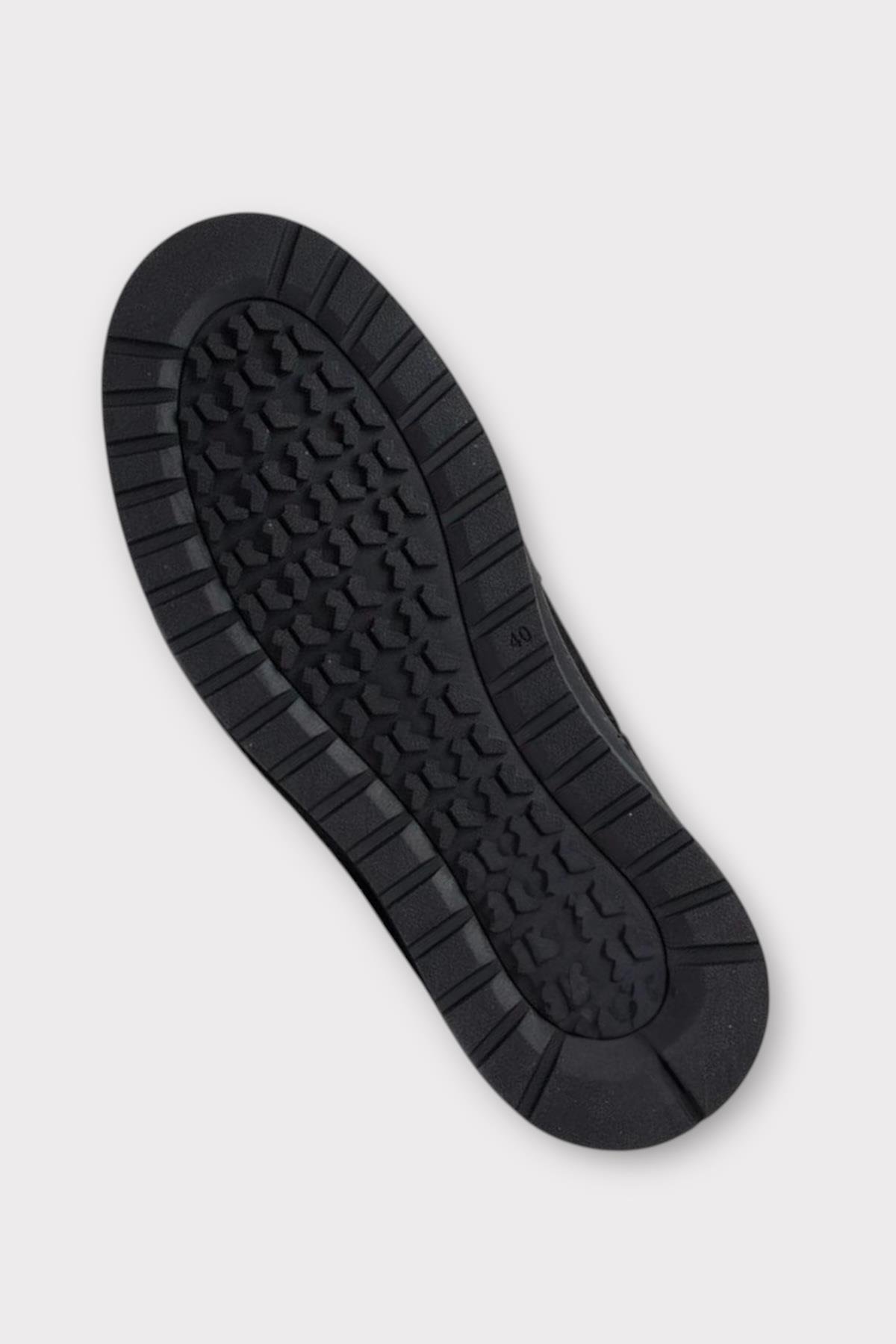 Erkek Nubuk Hakiki Deri Bağcıklı Kaydırmaz Kauçuk Taban Bot SİYAH - Görsel 6