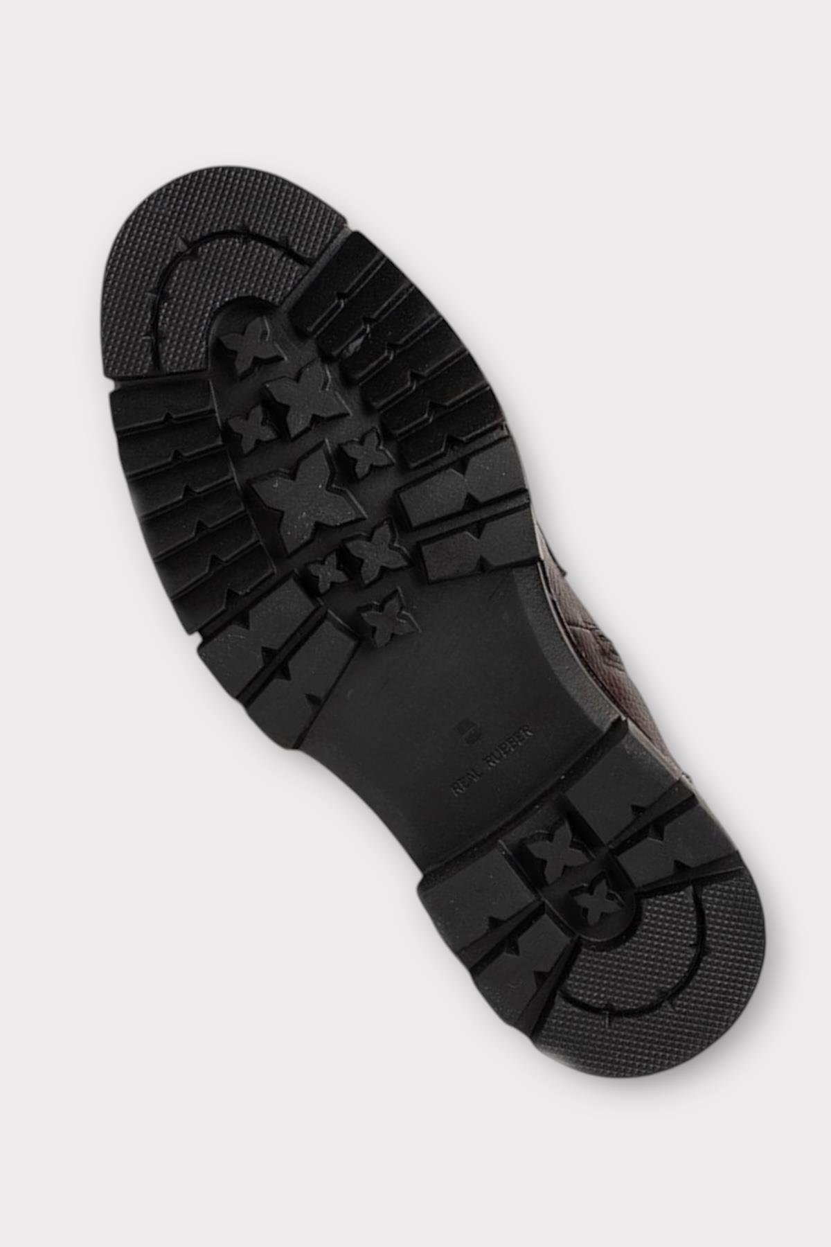 Erkek İçi Kürklü Hakki Deri Fermuarlı Kaydırmaz Termo Taban Bot KAHVERENGİ - Görsel 5