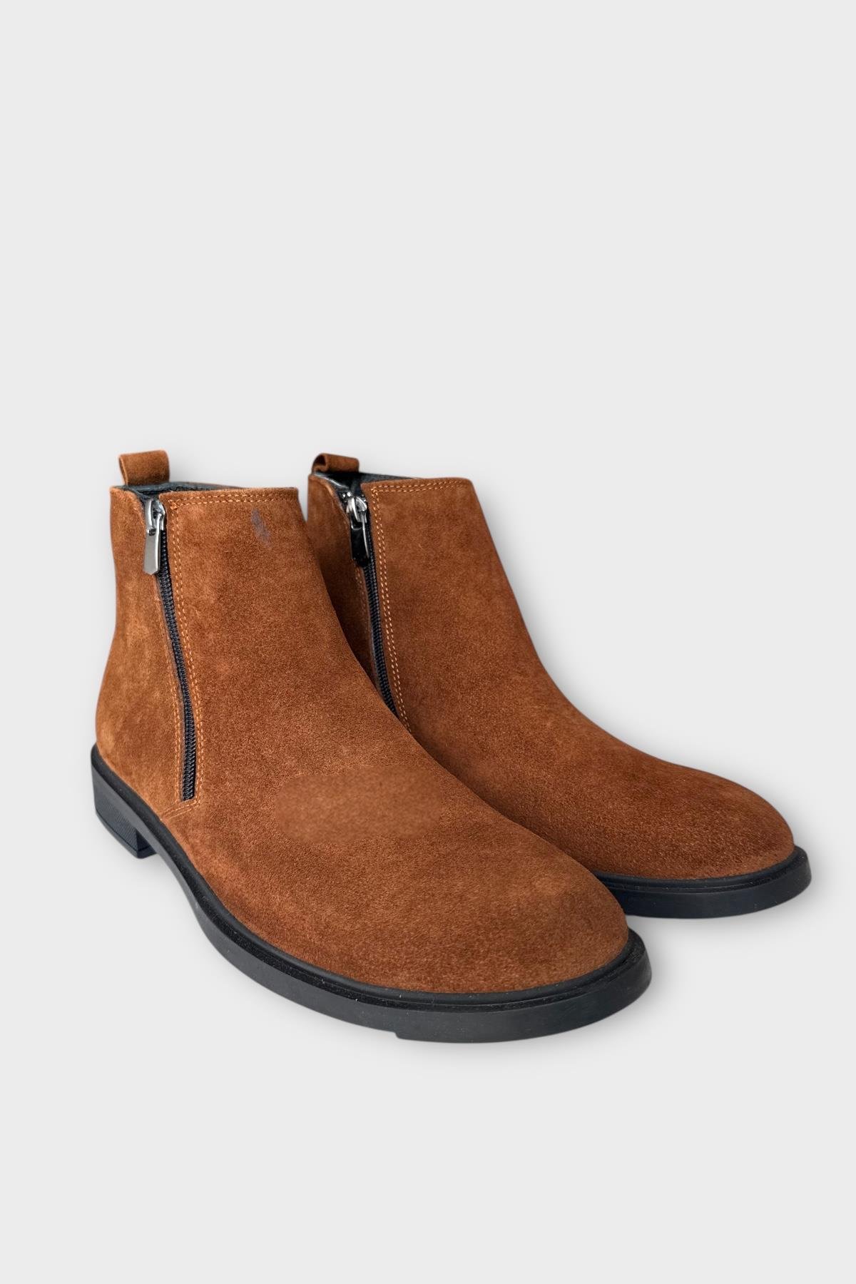 Erkek Hakiki Deri Çift Fermuar Detay Bot TABA - Görsel 4