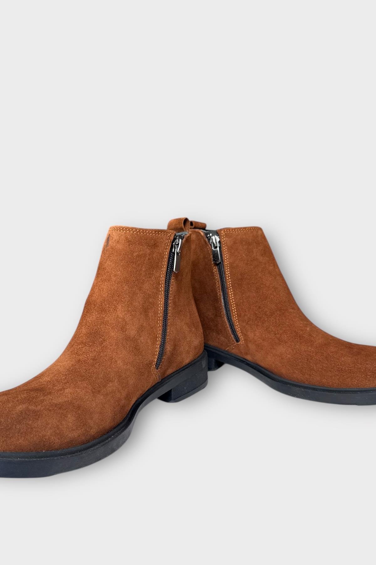 Erkek Hakiki Deri Çift Fermuar Detay Bot TABA - Görsel 5