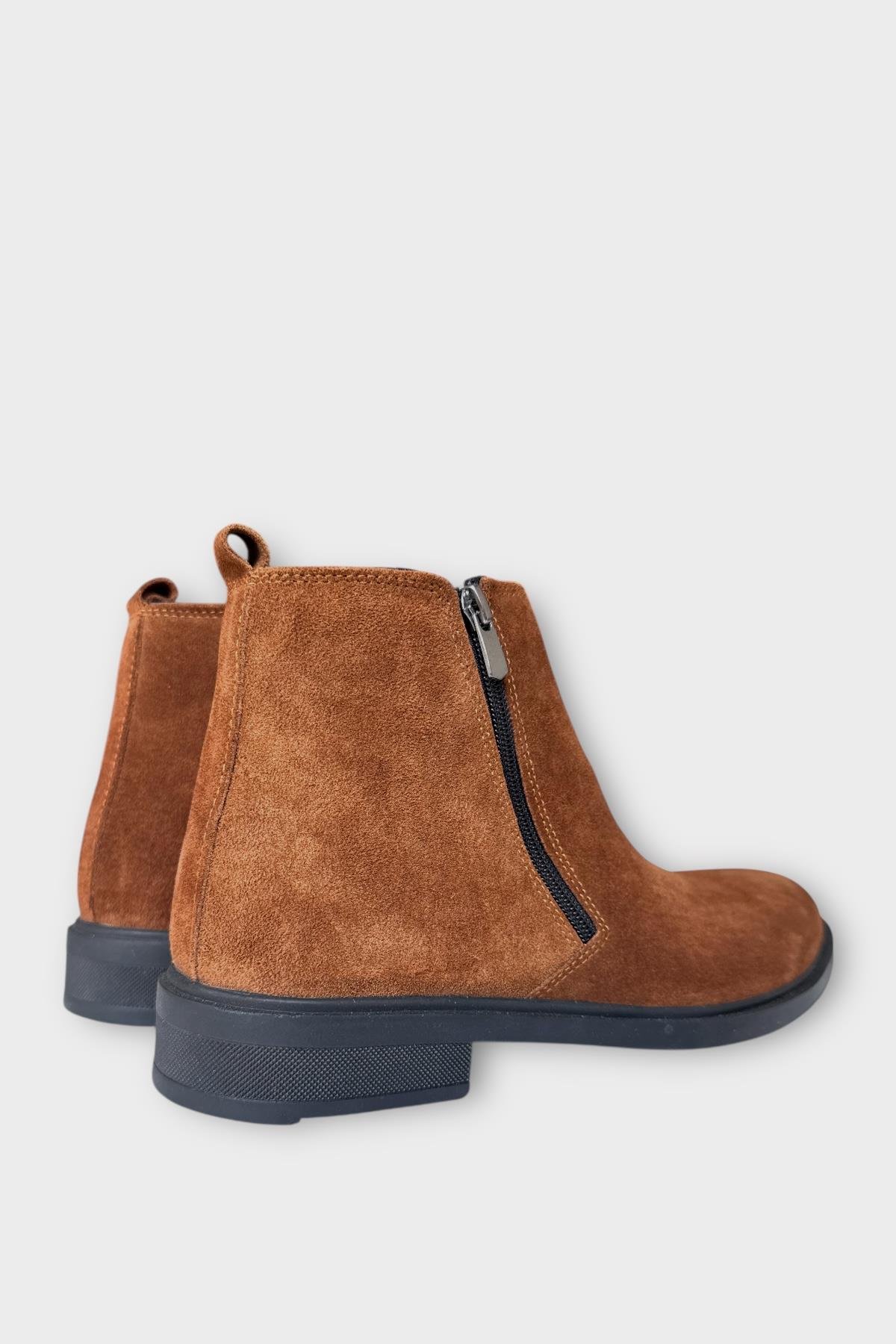 Erkek Hakiki Deri Çift Fermuar Detay Bot TABA - Görsel 7