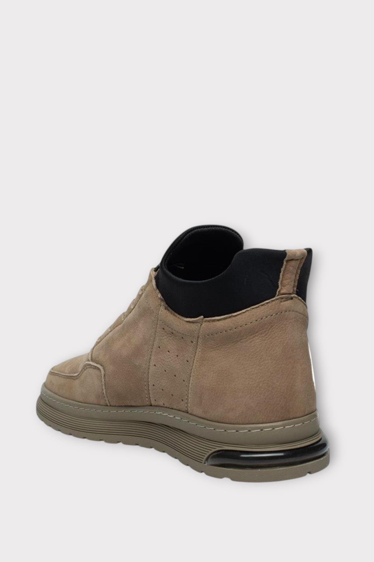 Erkek Nubuk Hakiki Deri Bağcıklı Kaydırmaz Kauçuk Taban Bot BEJ - Görsel 4