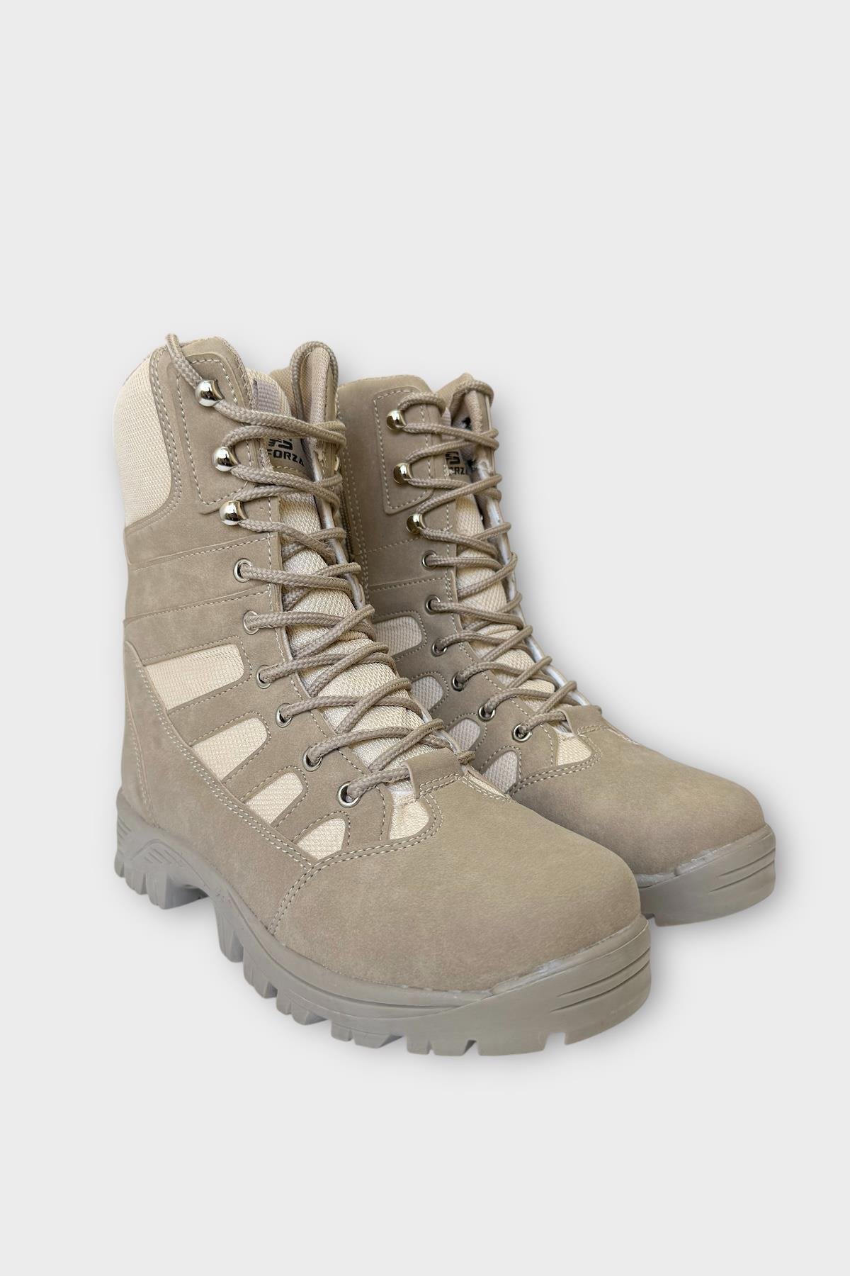 Fermuarlı Bağcıklı Erkek Uzun Bot KREM - Görsel 3