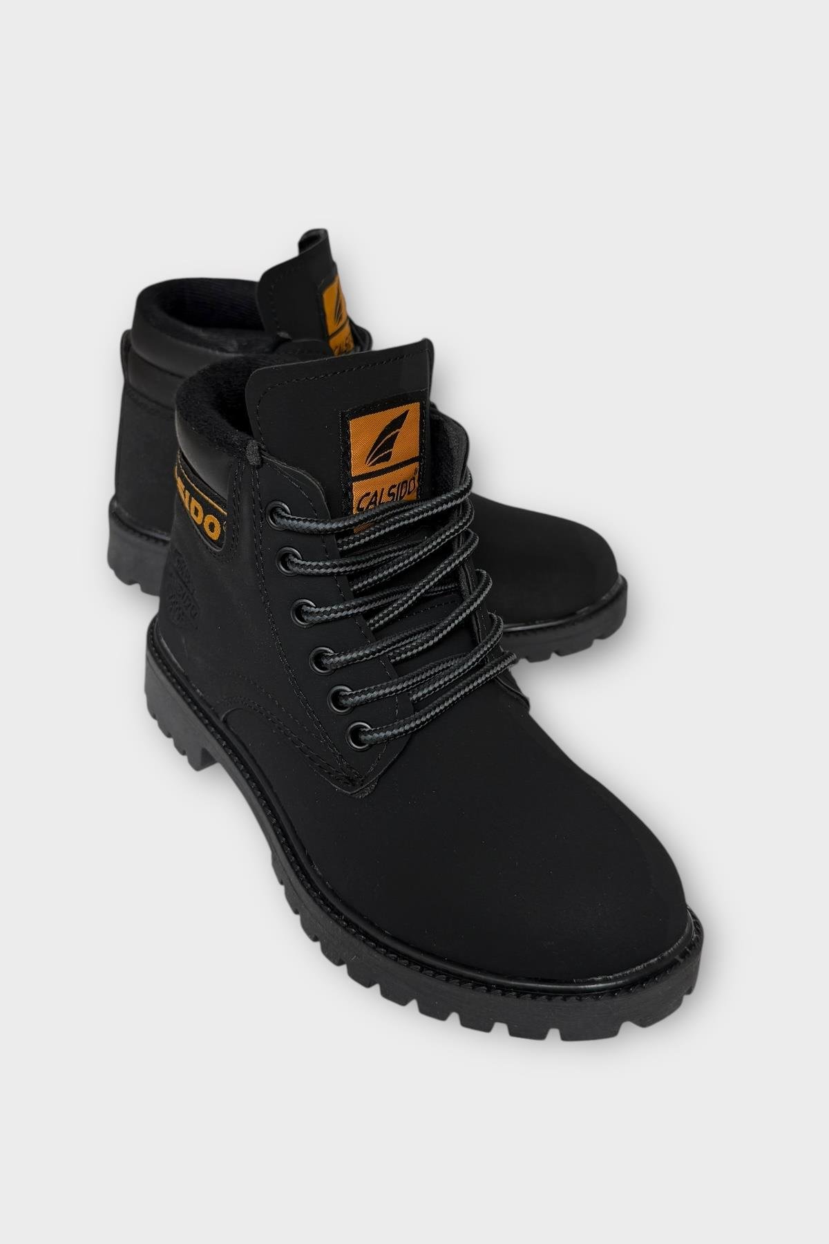 Unisex Kışlık Soğuk Geçirmez Kaydırmaz Taban Günlük Bağcıklı Bot SİYAH - Görsel 3