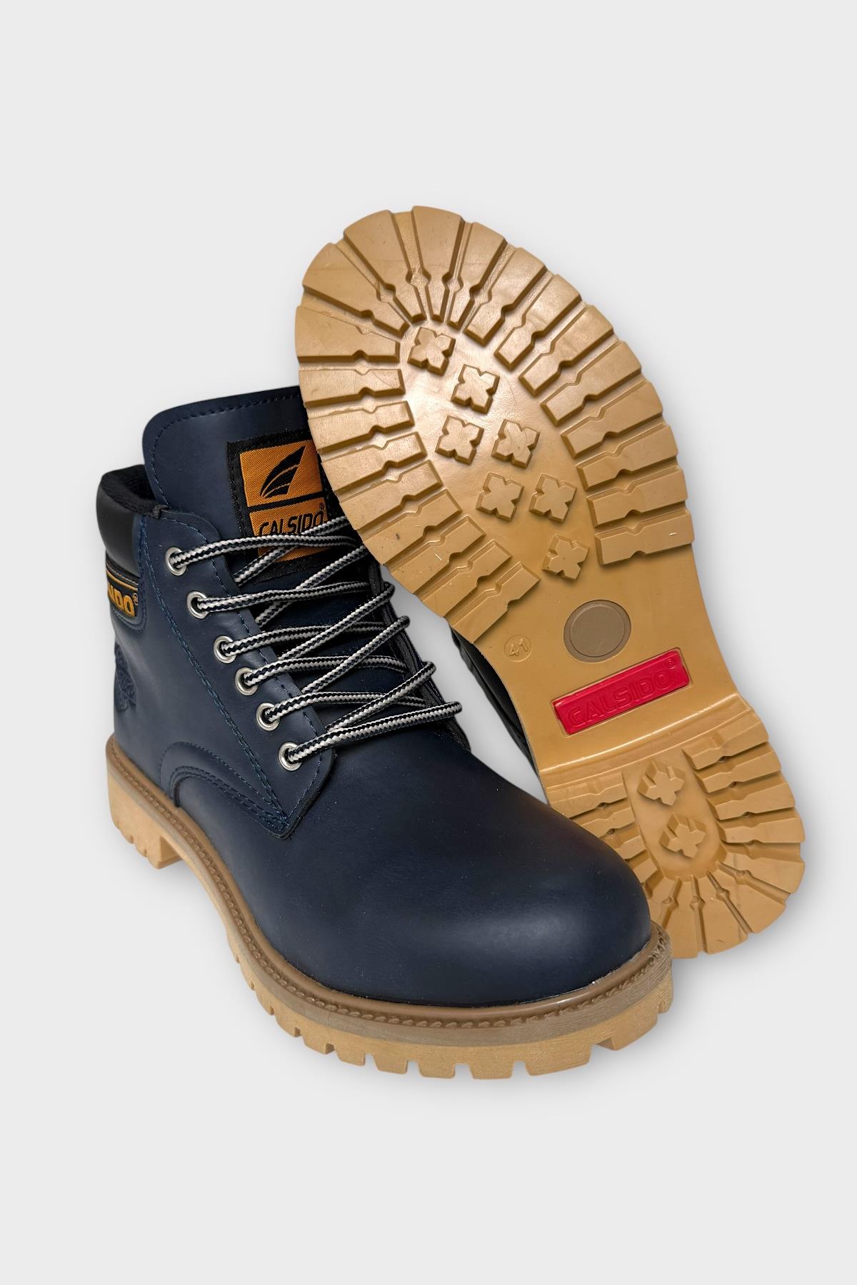 Unisex Kışlık Soğuk Geçirmez Kaydırmaz Taban Günlük Bağcıklı Bot LACİVERT - Görsel 7