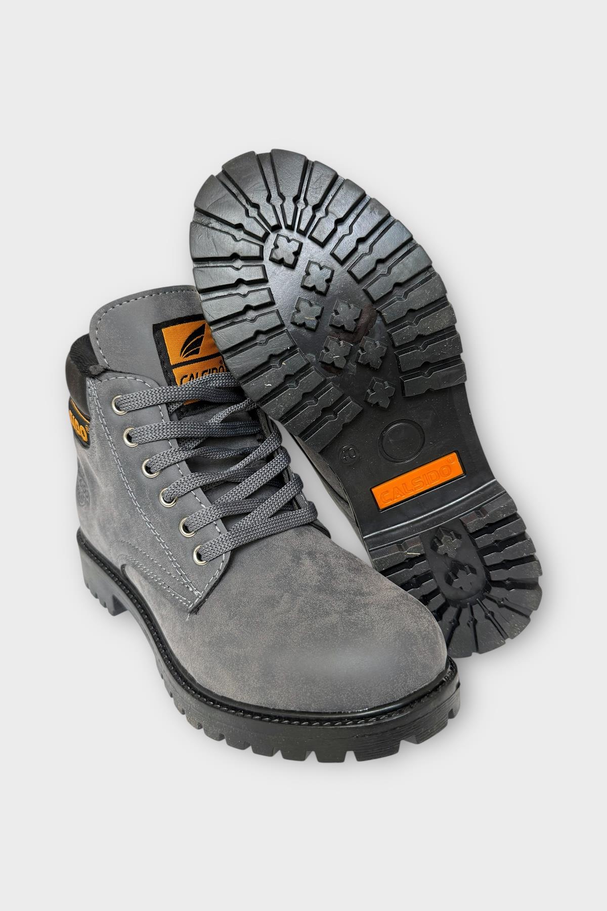 Unisex Kışlık Soğuk Geçirmez Kaydırmaz Taban Günlük Bağcıklı Bot FÜME - Görsel 7