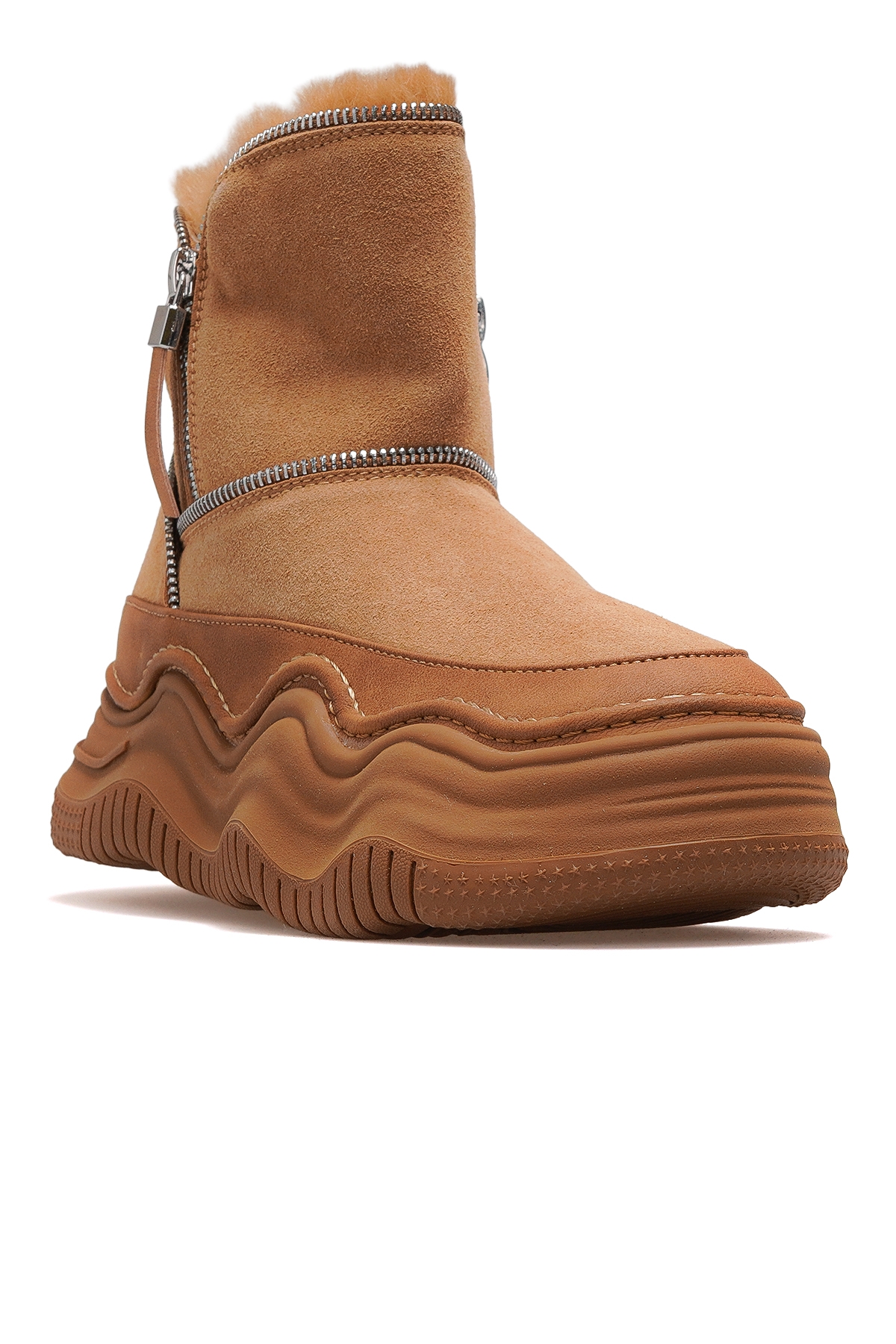 Kadın Nubuk Deri Kürklü Günlük Bot 25k 25k438 Z Camel Nubuk - Görsel 5