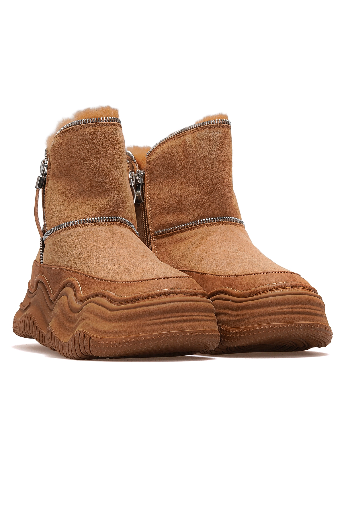 Kadın Nubuk Deri Kürklü Günlük Bot 25k 25k438 Z Camel Nubuk - Görsel 6