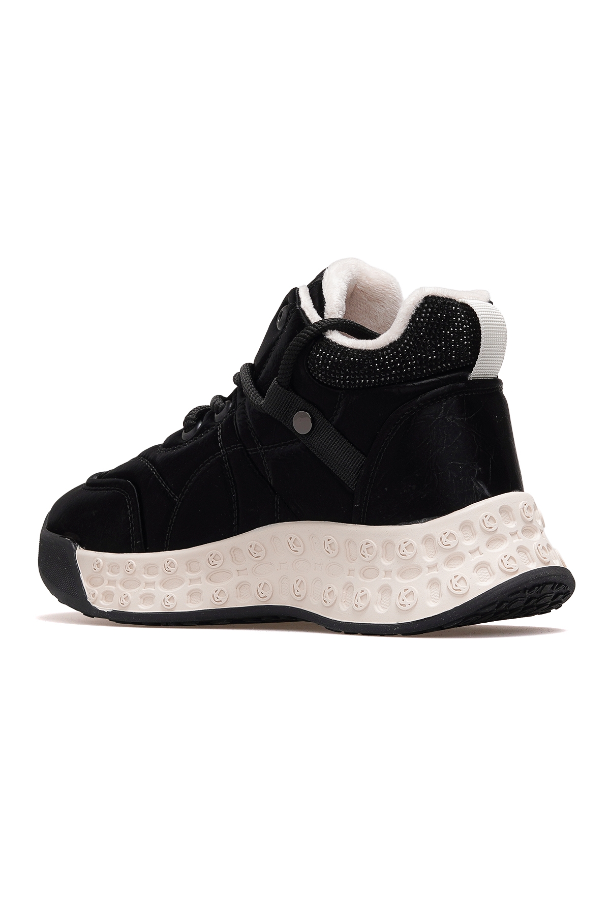 Kadın Deri Kürklü Sneaker Bot 25k 25k316 Z Siyah - Görsel 4