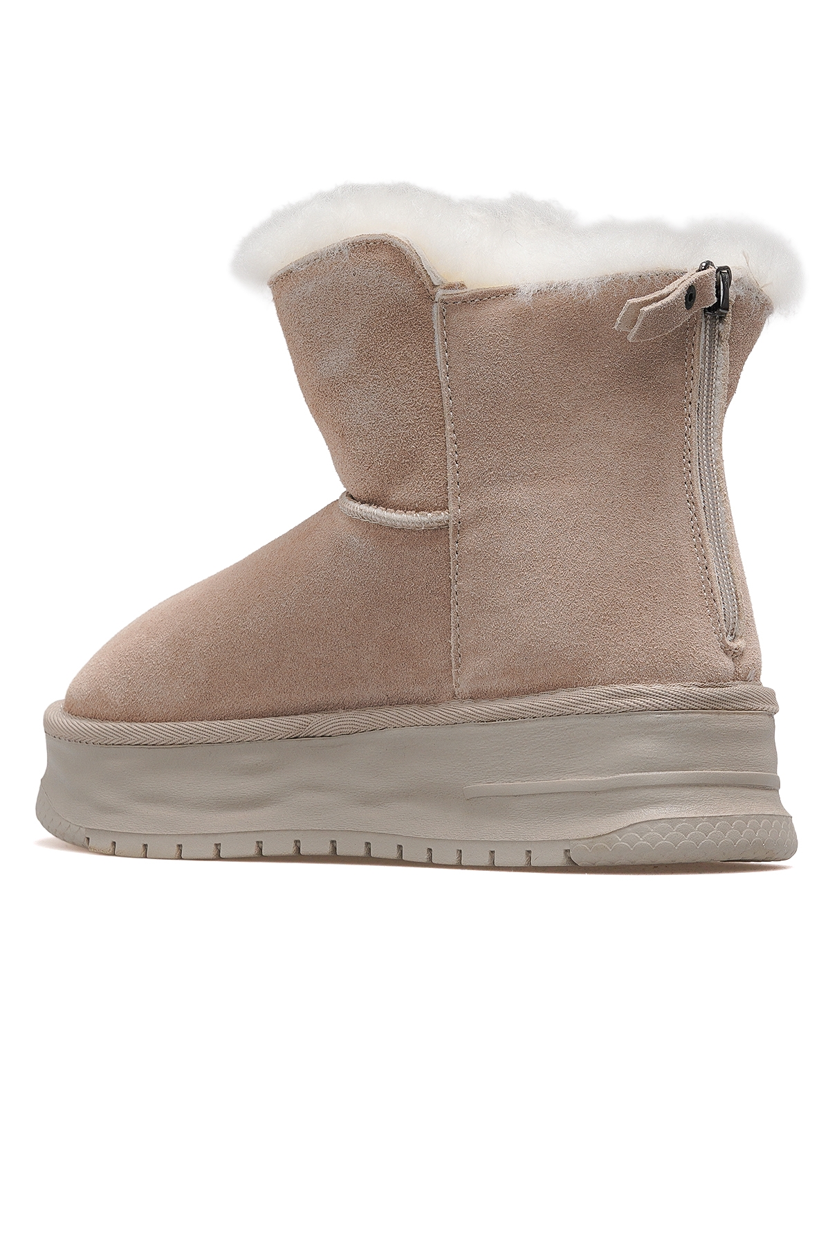 Kadın Nubuk Deri Kürklü Günlük Bot 25k 24k156-2 Z Gri Nubuk - Görsel 4