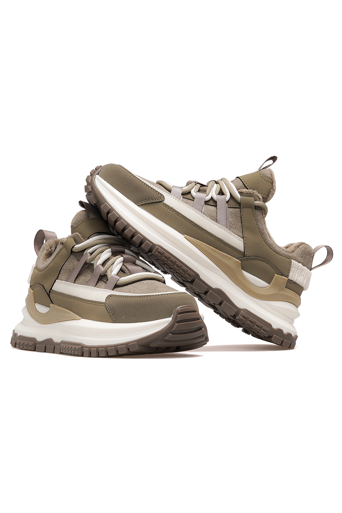 Kadın İçi Polarlı Sneaker Günlük Ayakkabı 25k 25k331 Z Yeşil - Görsel 7